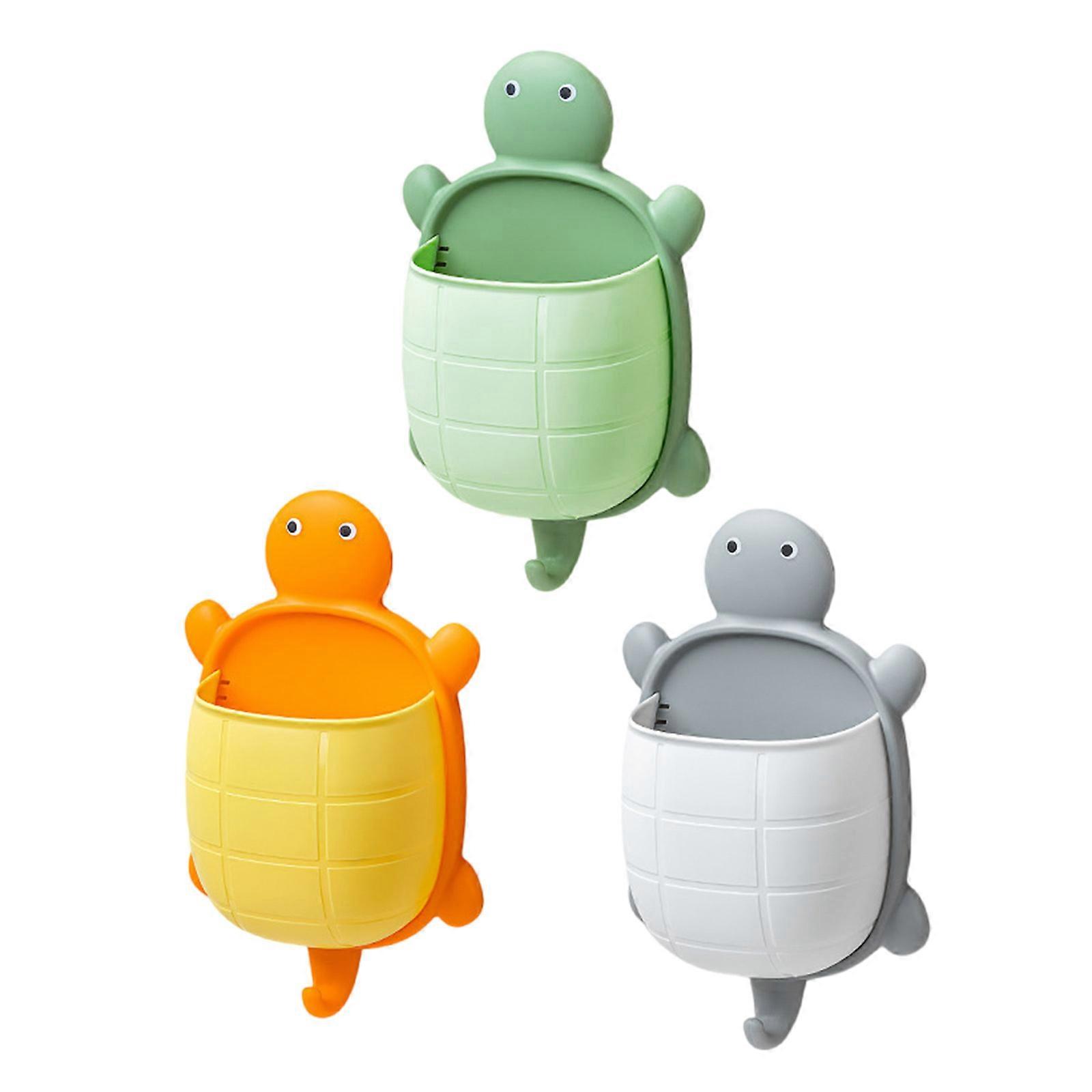 3pc Creative Turtles Storage Shelf Wall Mounted Toothpaste Holder For Organizing Small Item In Homes Office With Hook