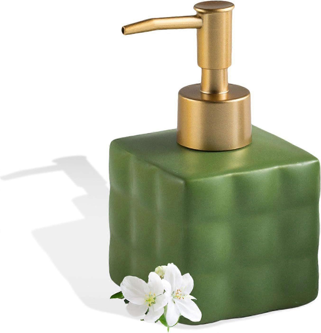 Hand Soap Dispenser Dish Cube Soap Dispenser Countertop 7.44 FL OZ. /220 ML Hand Lotion Pump Bottle Ceramic Lotion Container Liquid Hand Soap Jar Sho