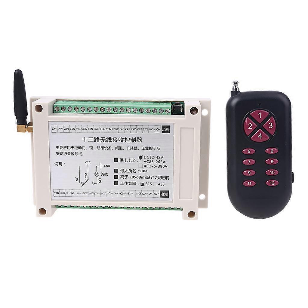 AC 220V 315MHz 12 Channel Wireless RF Remote Control Switch Receiver 12 Buttons Transmitter for Water Pump Multicolor
