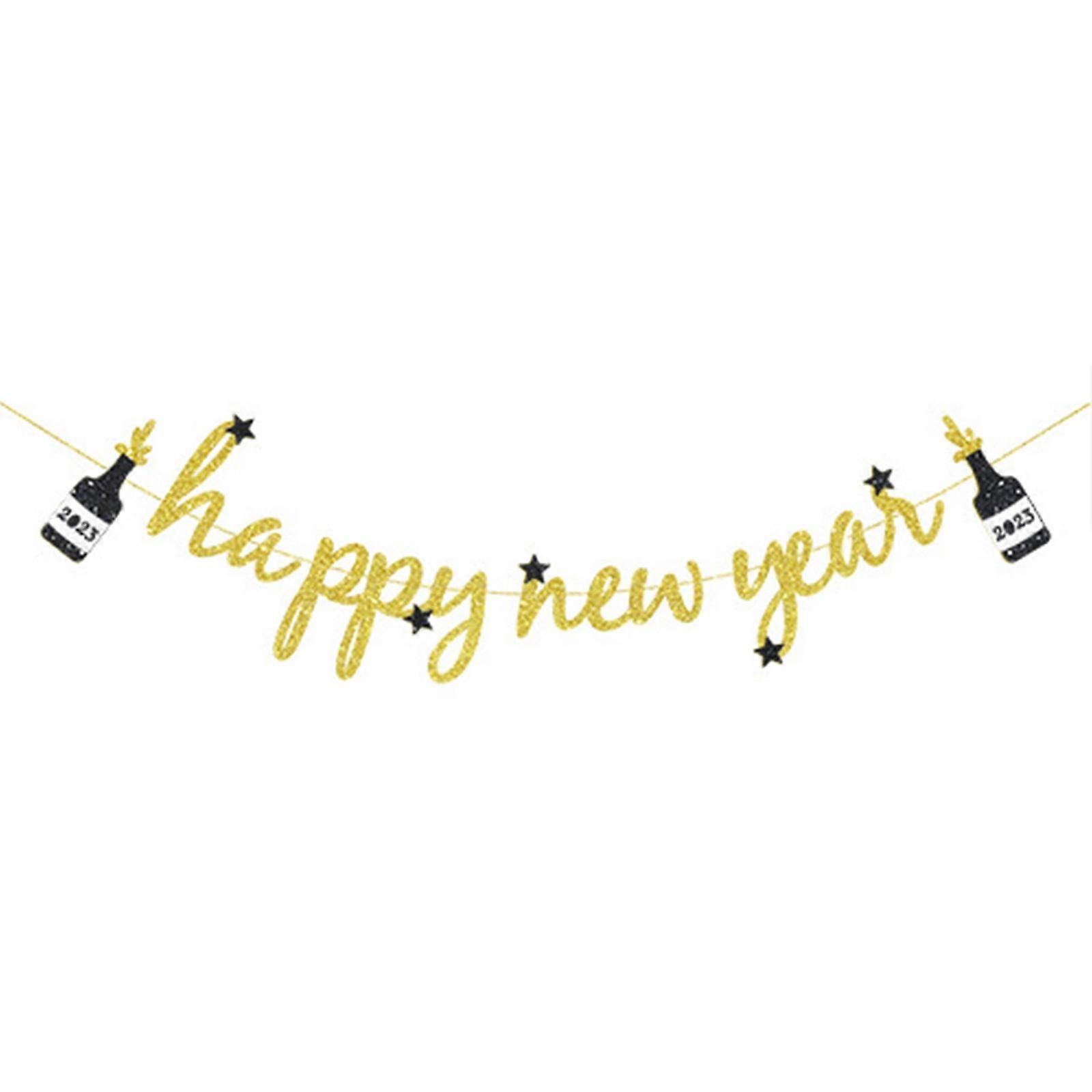 Happy New Year Banner Bye 2022 Hello 2023 Champagne Bottle Garland Bunting for New Year Party Supplies Home Decorations D