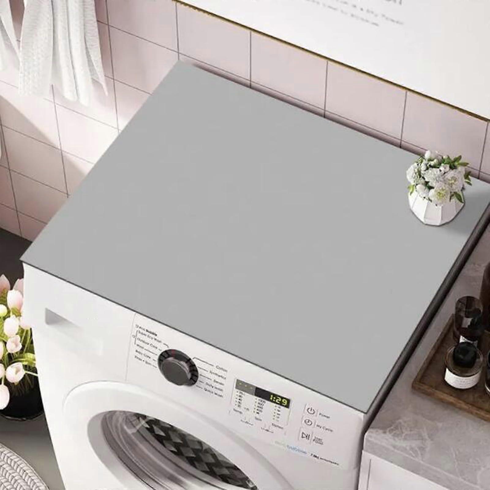 Washing Machine and Dryer Cover Grey, Non-Slip Dustproof Universal Pad for Top Load Washers and Fridges in Laundry Rooms