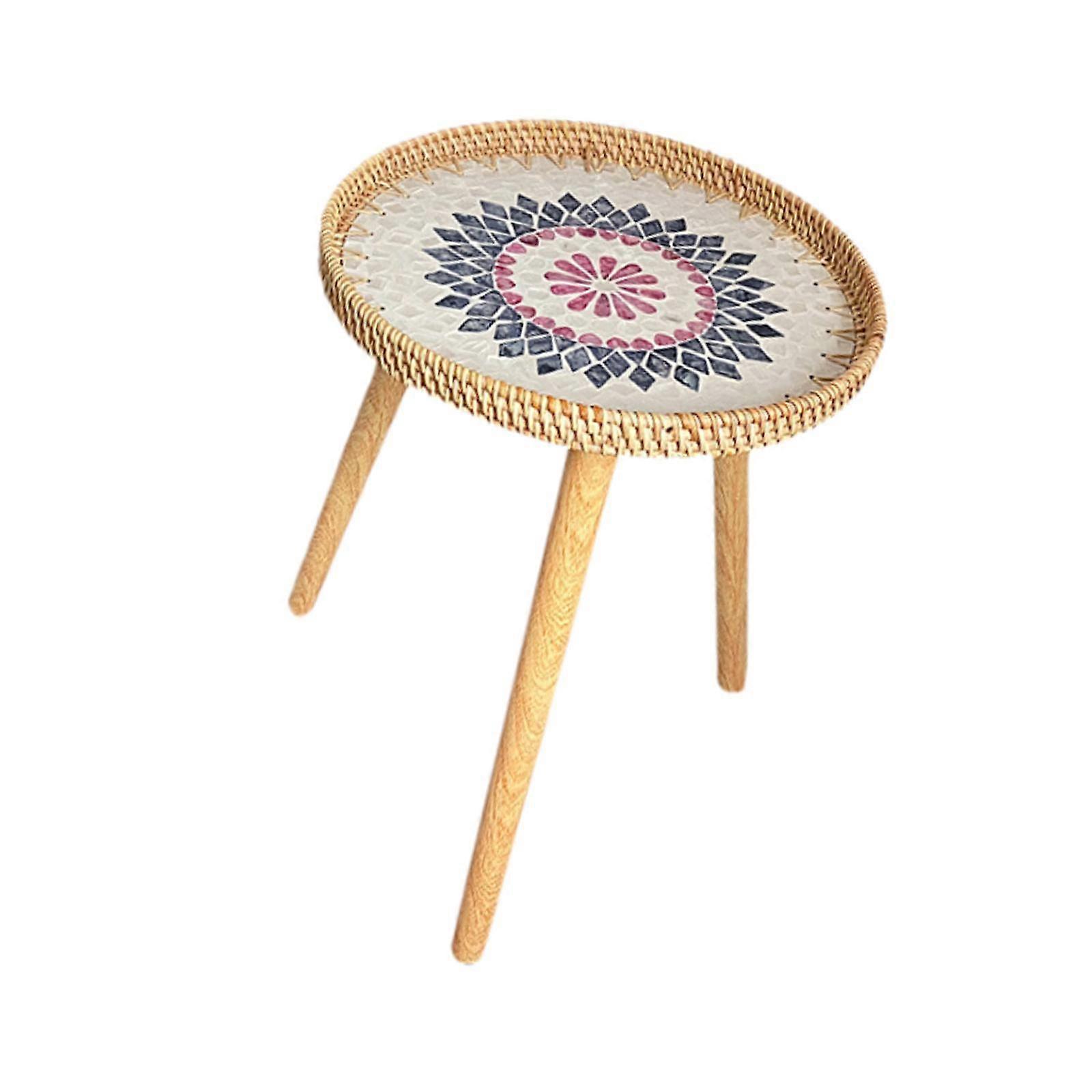 End Table Rattan Side Table Home Decoration Tray Round Organizer Accent Table