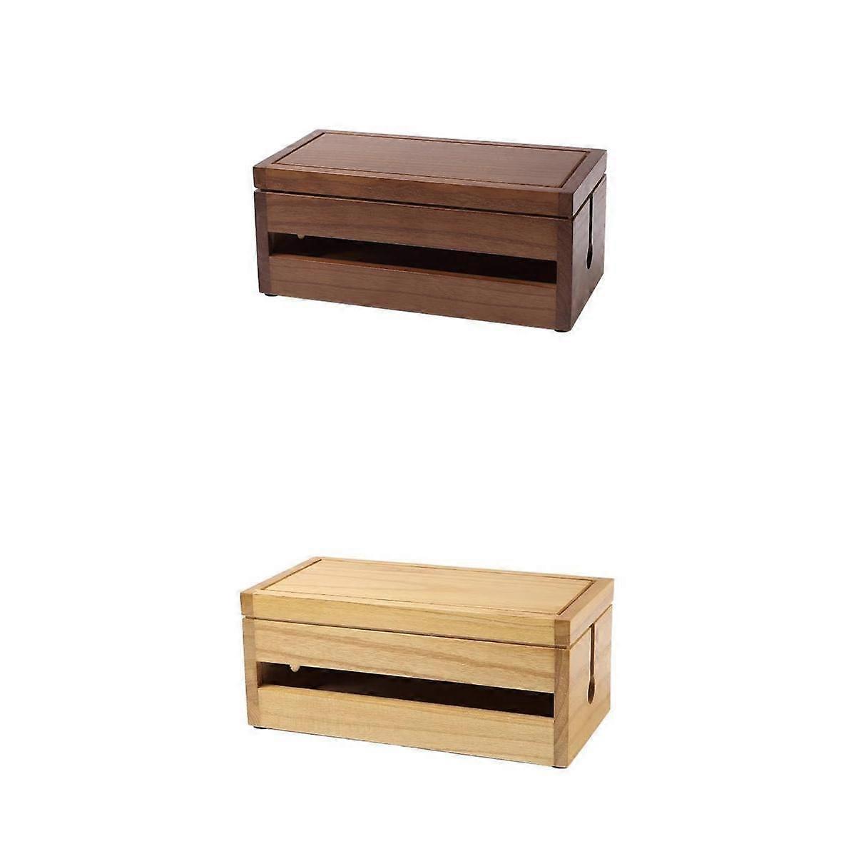 2x Cable Management Box Wooden for Cable