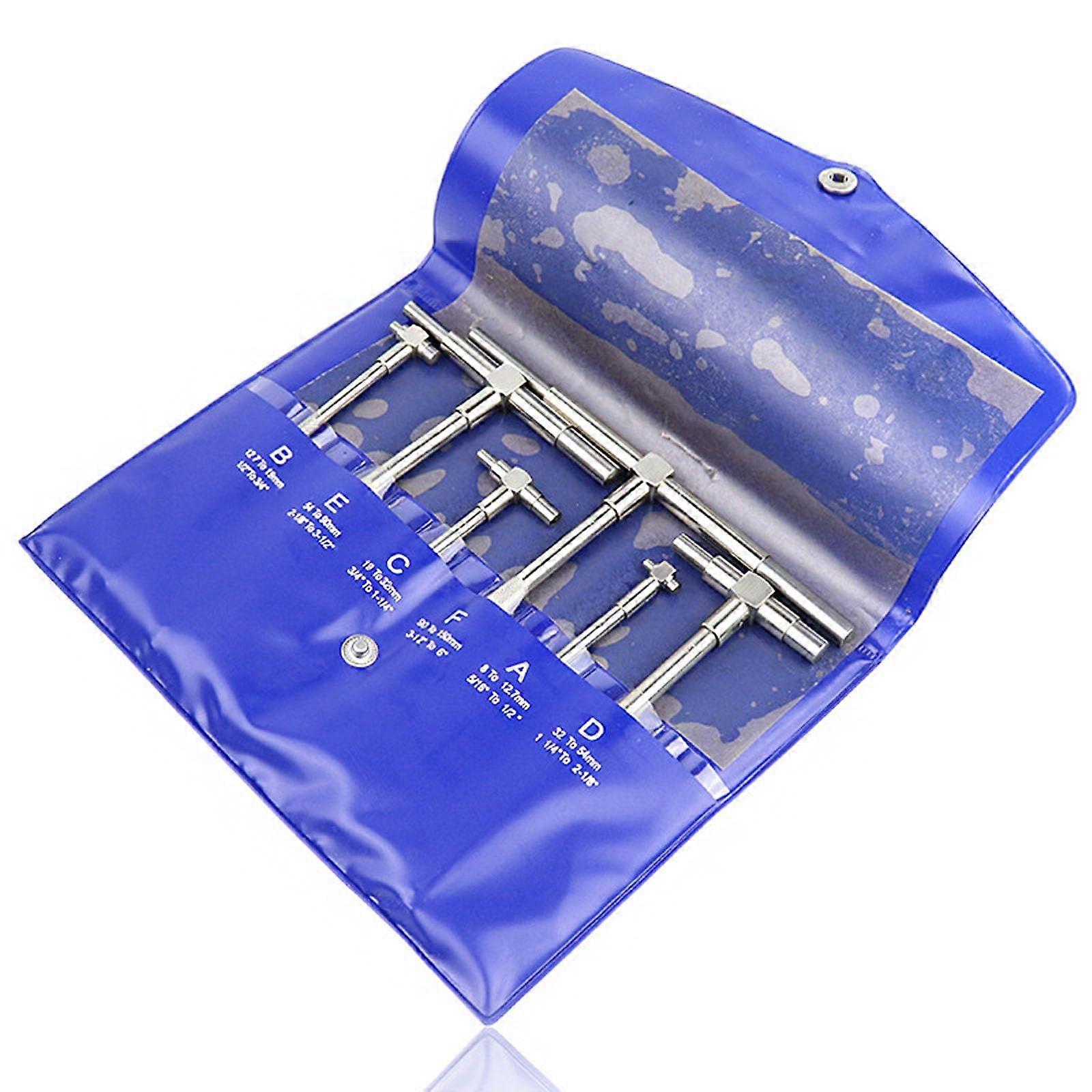 6 Pc Telescoping Gage Set, 5/16' 6' Range, TBore Hole Gauges w/Pouch, High Precision Telescopic Bore Gauge TGage Set