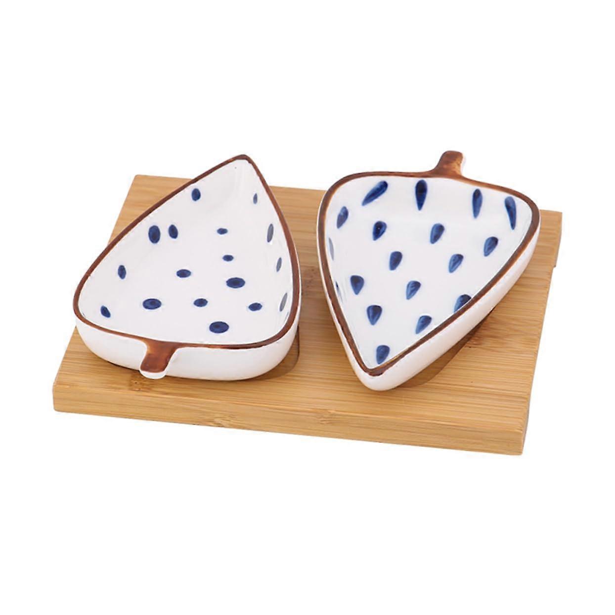 Wooden Salad Plates Set With Spice Bowls And Mini Containers, Reusable Snack And Candy Saucers, Wood Serving
