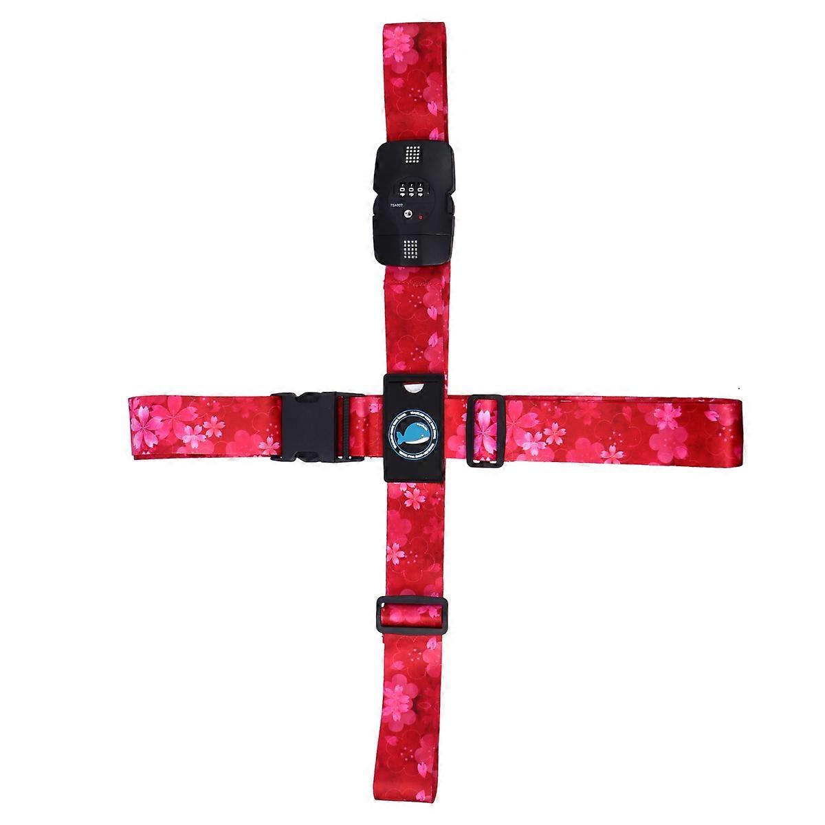 Suitcase Secure Strap Travel Luggage Strap With Combination Lock Adjustable Length TSA Multi Color Pattern 230*5*2cm 1Pcs
