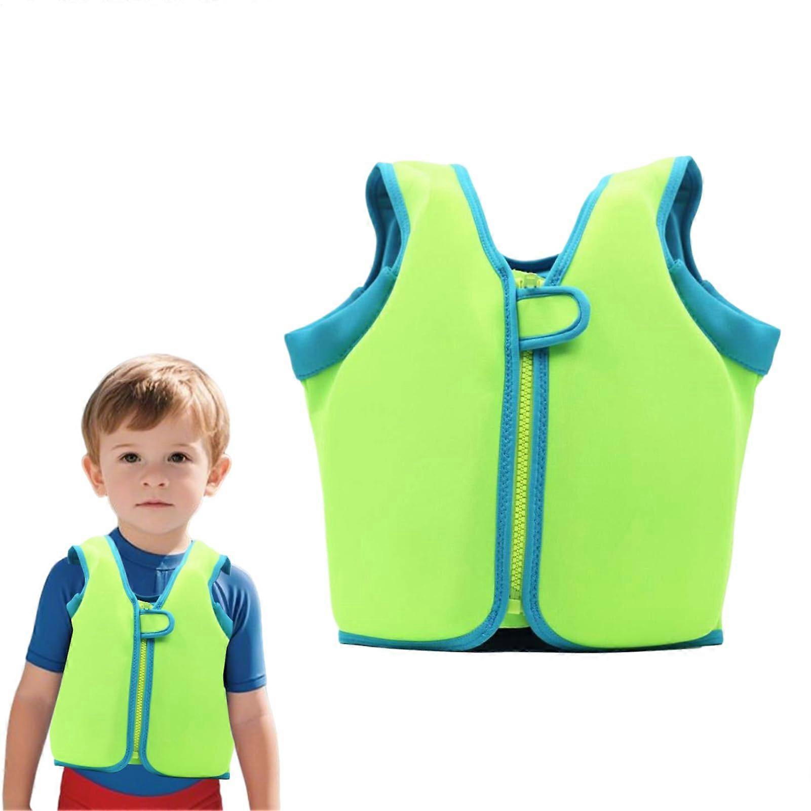life jacket, Adjustable Kids life jacket swimming aid With zipper For 412 Years Pool Camping Beginners Green XL Ref: 1415
