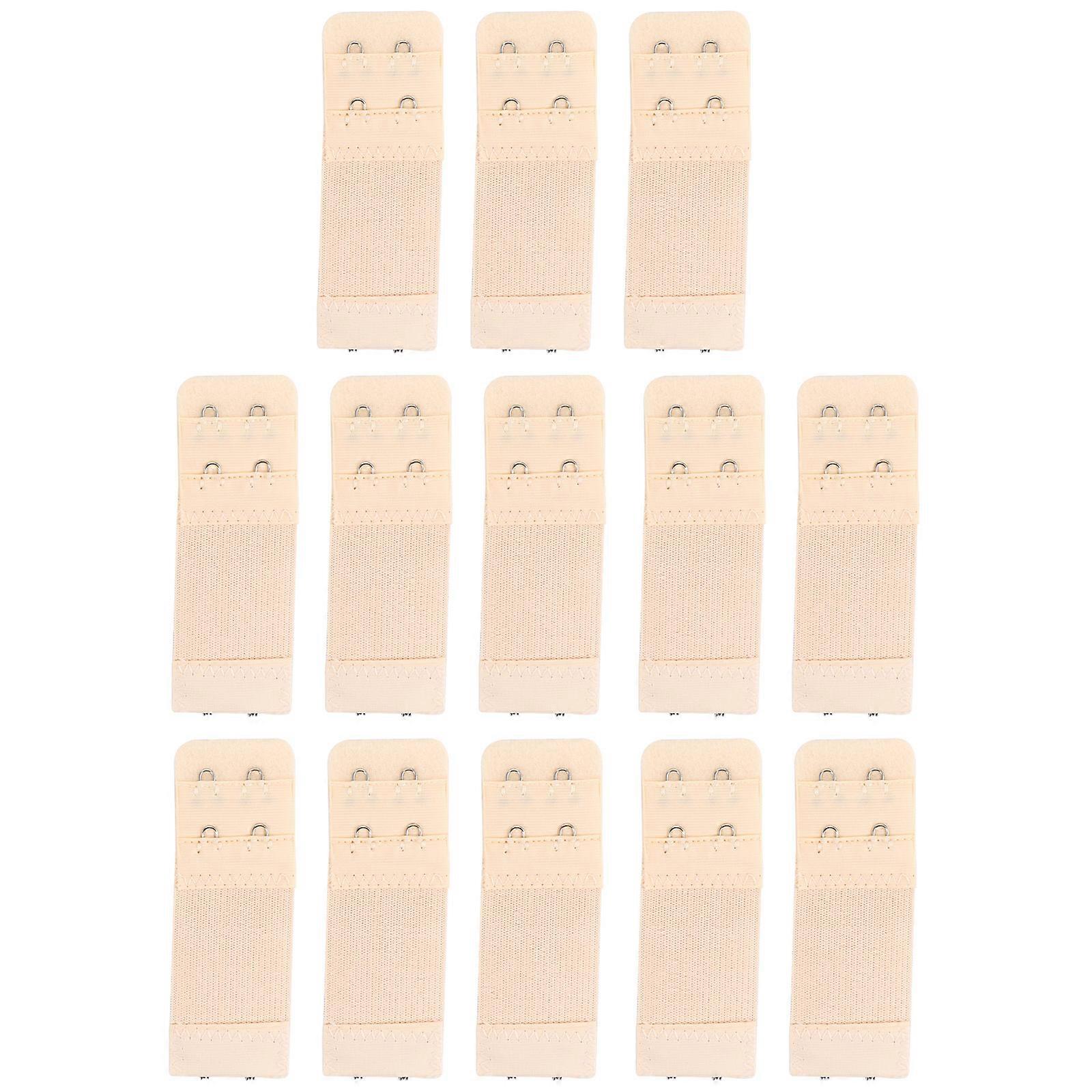 Bra Extender Buckle Adjustable Underwear Accessory 20Pcs Skin Color Metal Elastic Two Rows