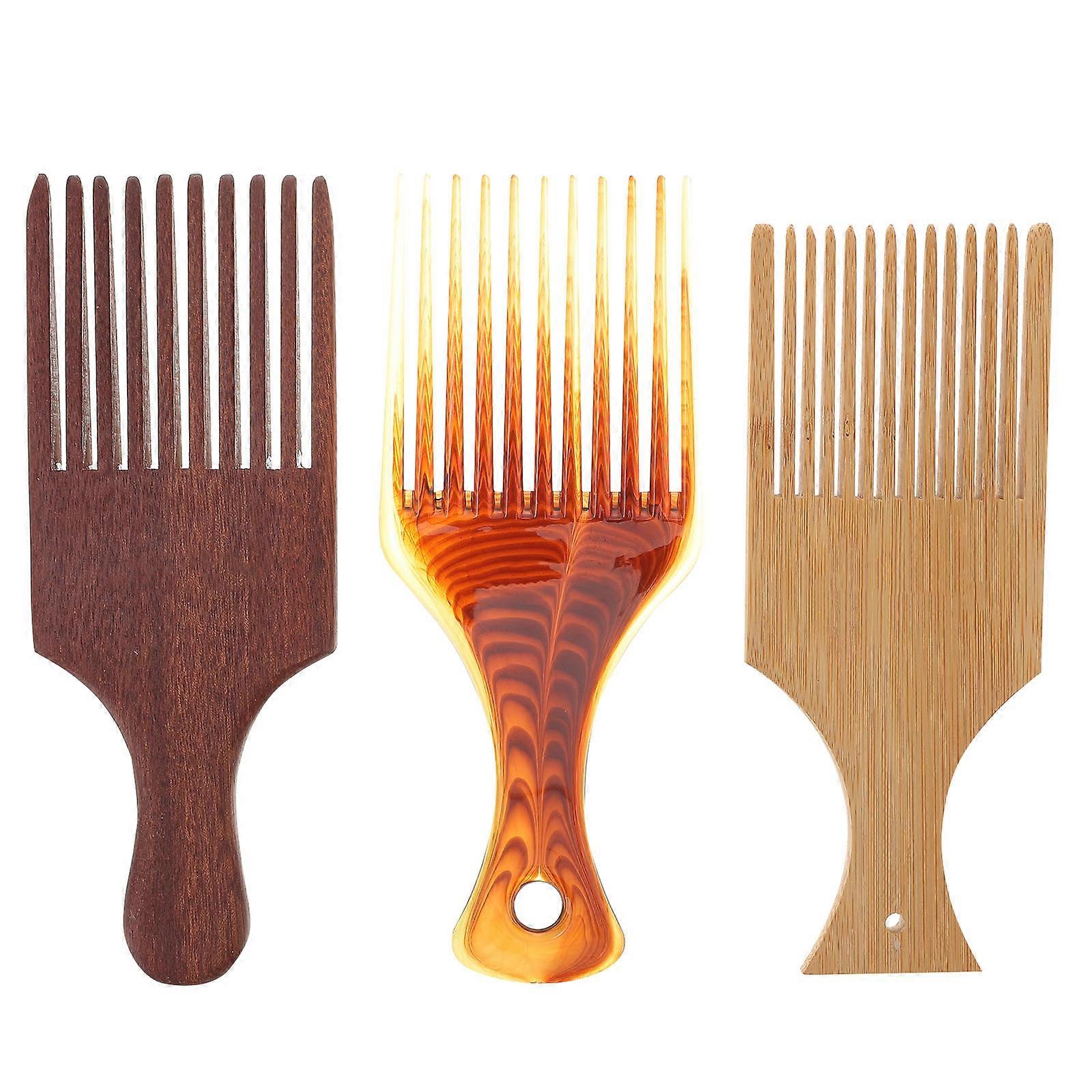 Soft Tooth Rake Comb Scalp Massage Salon Use 16x6cm Bamboo Molding Comb 3Pcs