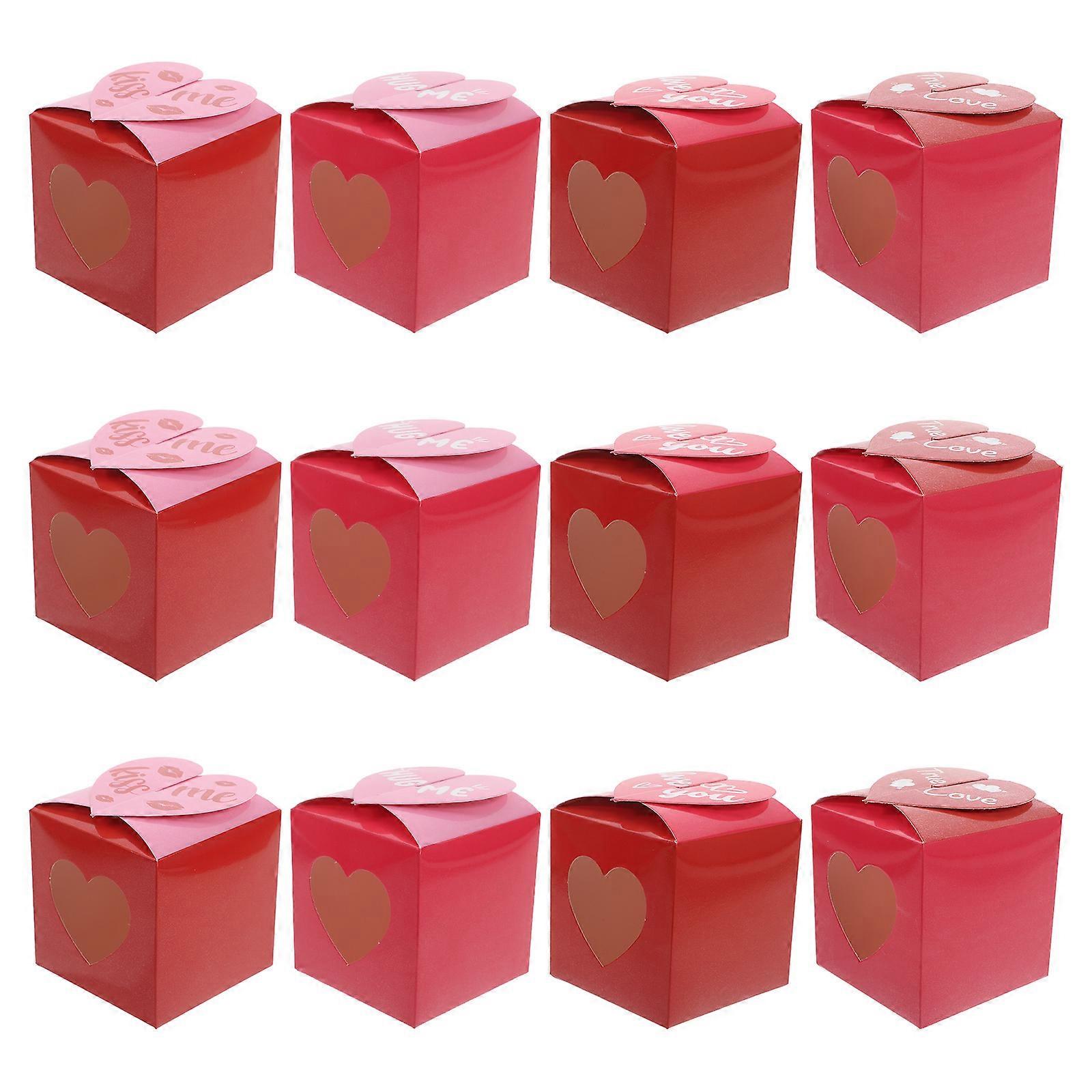 12pcs Heart Cutout Cookie Boxes for Valentine's Day, Mother's Day, Weddings & Parties – Decorative Treat Containers for Cupcakes, Cookies & Sweets