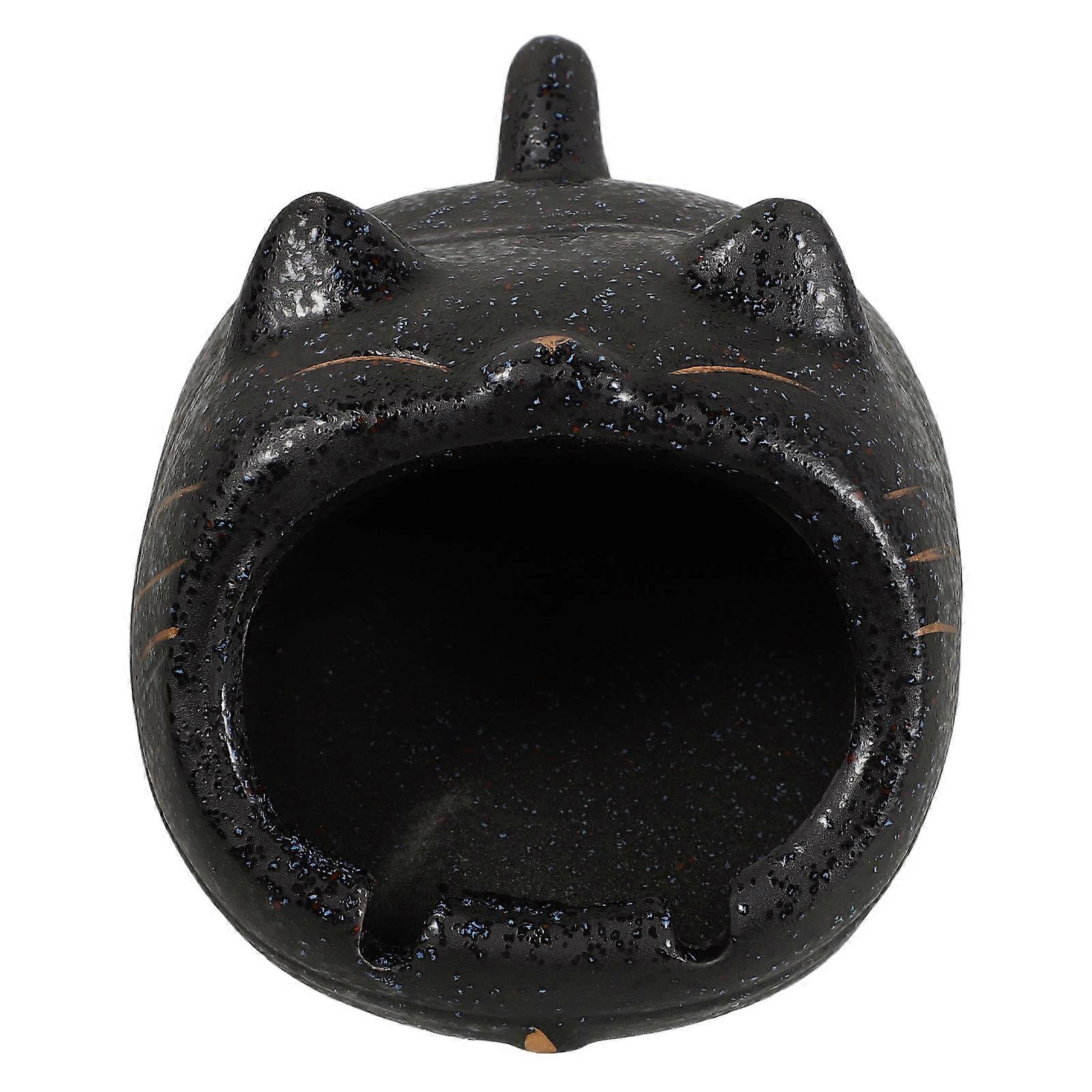 Artistic Cat Ashtray Ceramic Indoor Cat Statue Key Bowl Decorative Item 1Set