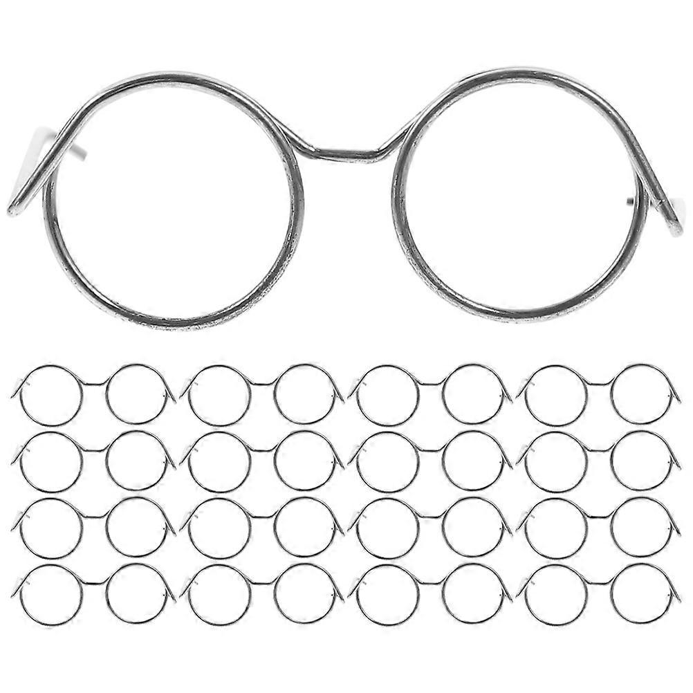 Silver Miniature Doll Eyeglass Frame for Decor 20Pcs Metal Glass Frames
