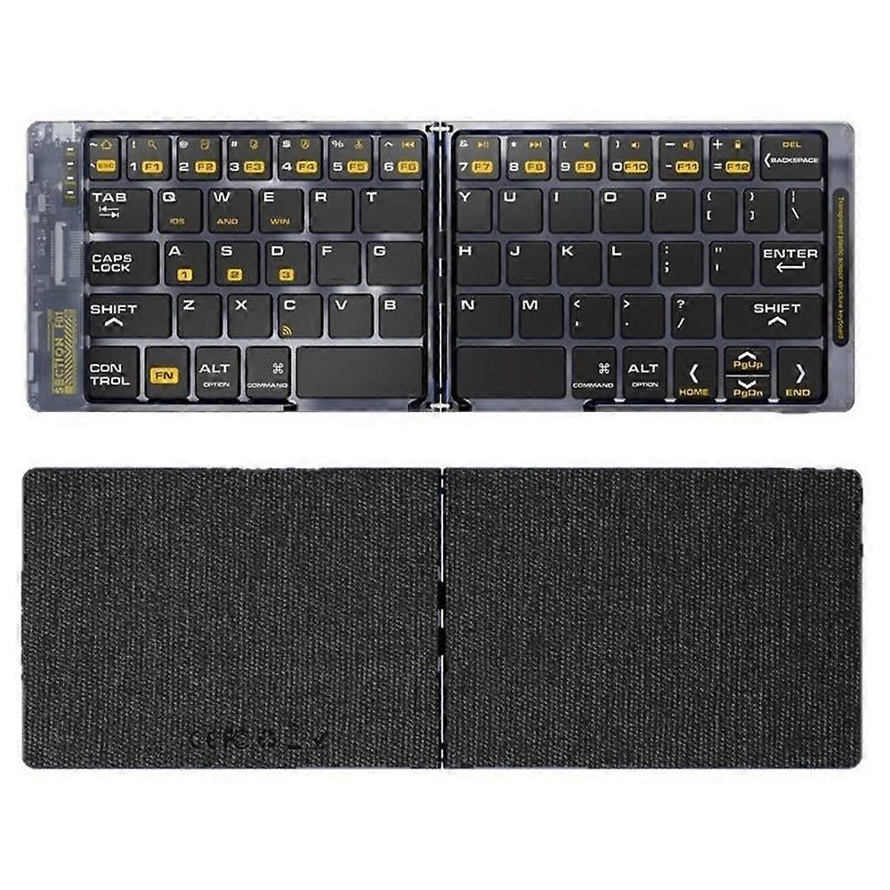 F69 Portable Bluetooth-Compatible Keyboard Transparent Design Two-Fold Keypad