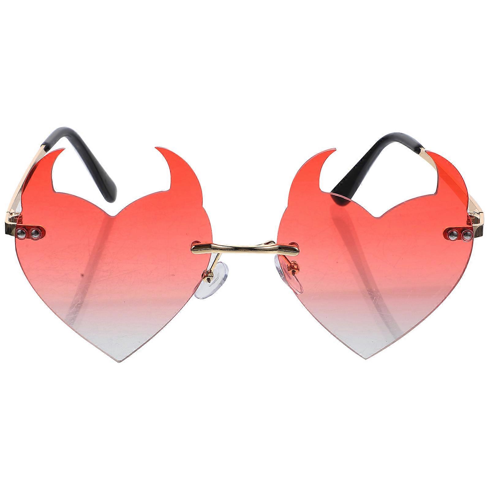 Rimless Heart Shaped Sunglasses Fashion Accessory For Eyewear Summer Beach 1 Set