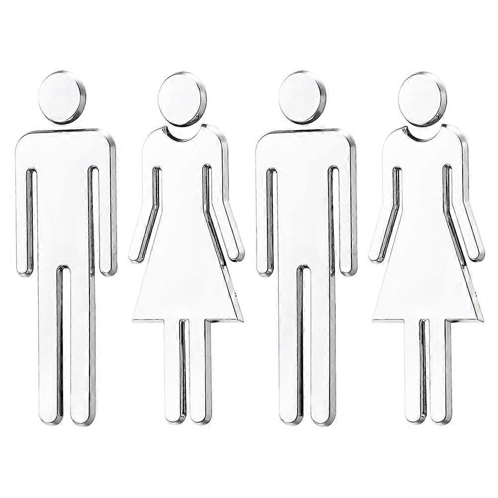 2 Pairs Stylish Restroom Signs with Mirror Finish – Durable, Easy to Clean for Home, Office & Public Toilets