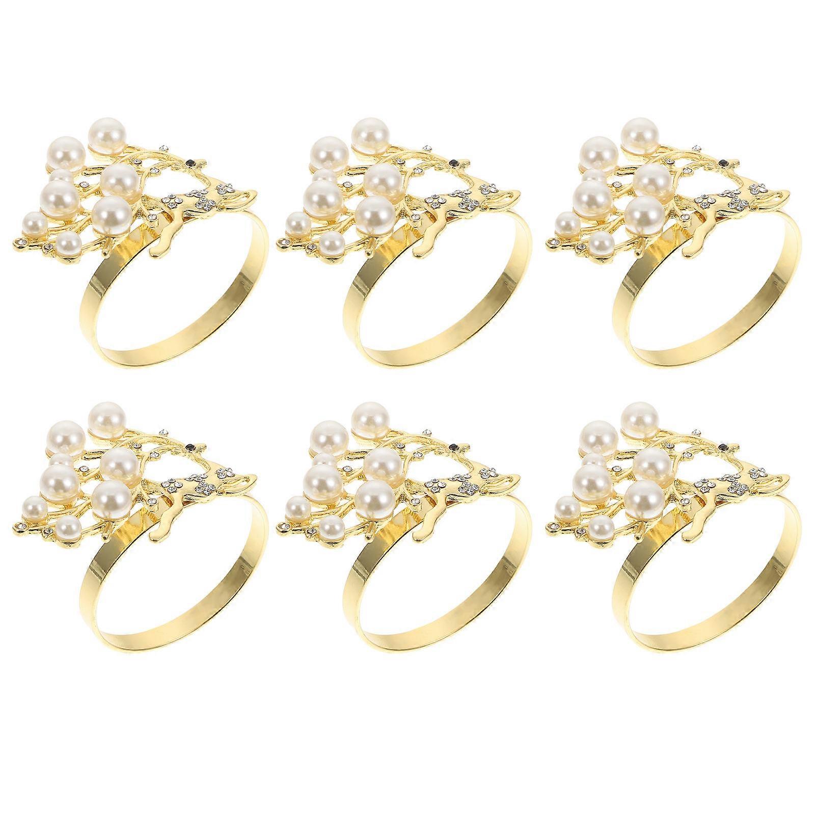 Napkin Holders Reindeer Shape Golden Weddings Practical Use 6Pcs