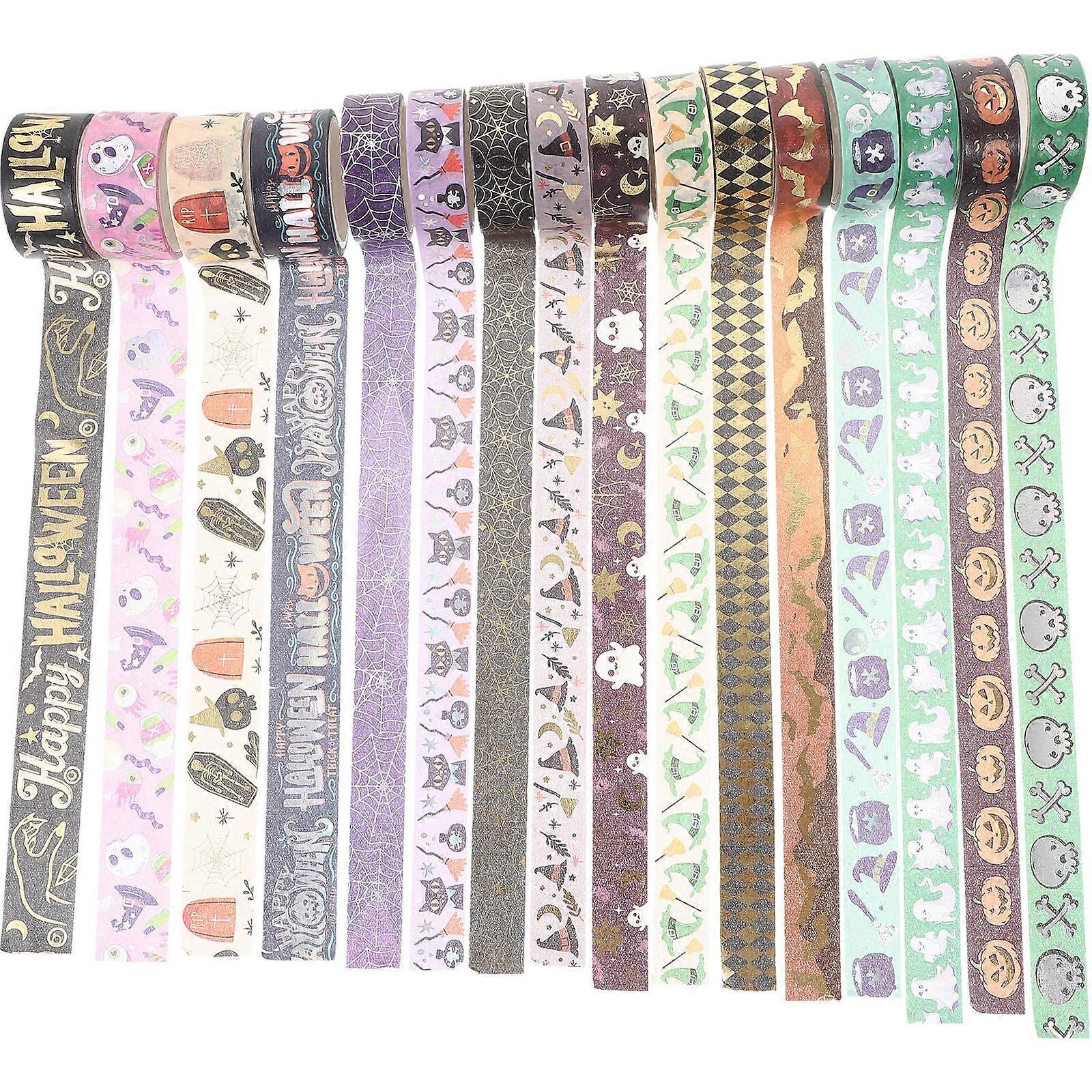16 Rolls Halloween Foil Washi Tape for Decorative DIY Crafts, Planners, Diaries & Handmade Projects