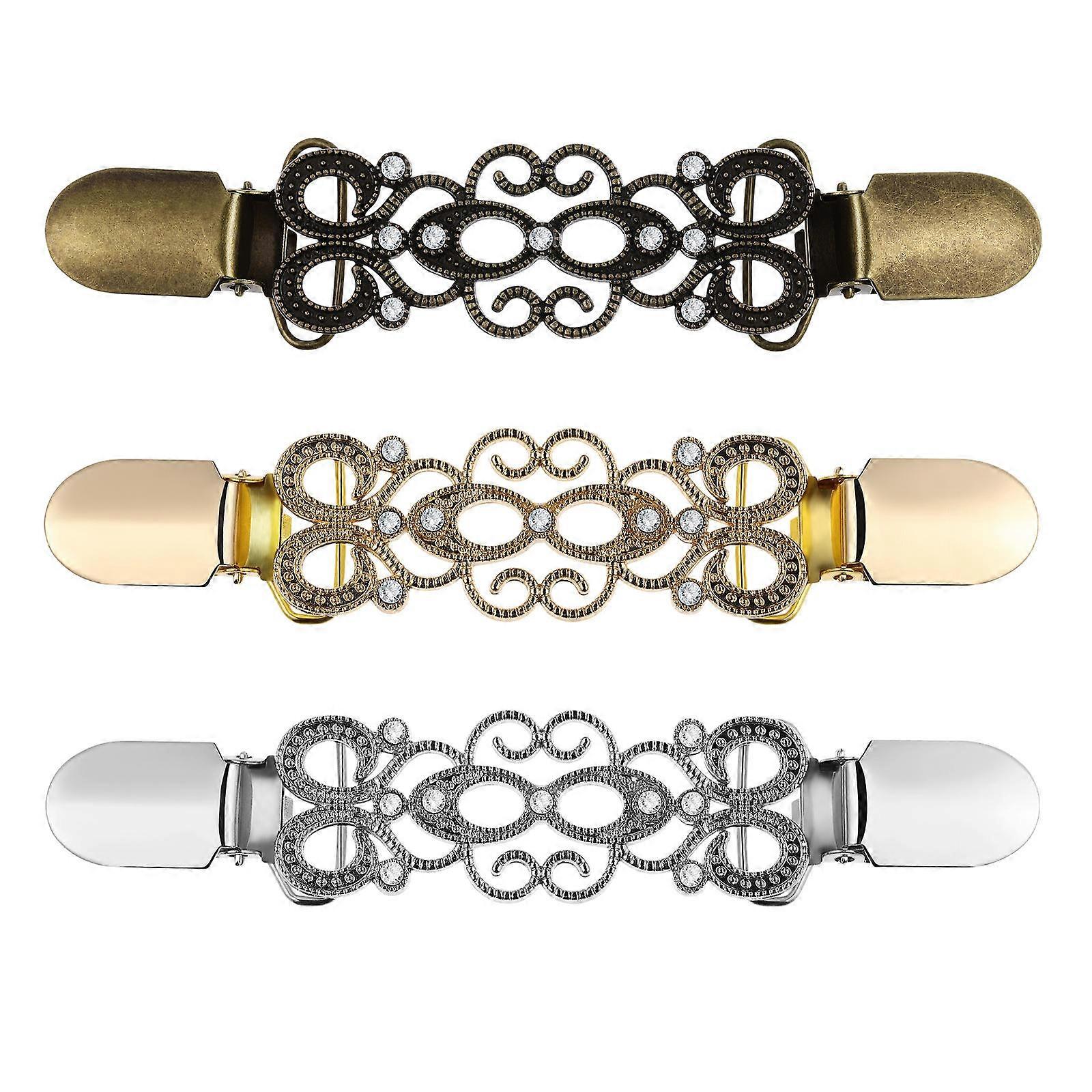 Sweater Clips For Women Cardigan Clasp Elegant Style Alloy 3Pcs