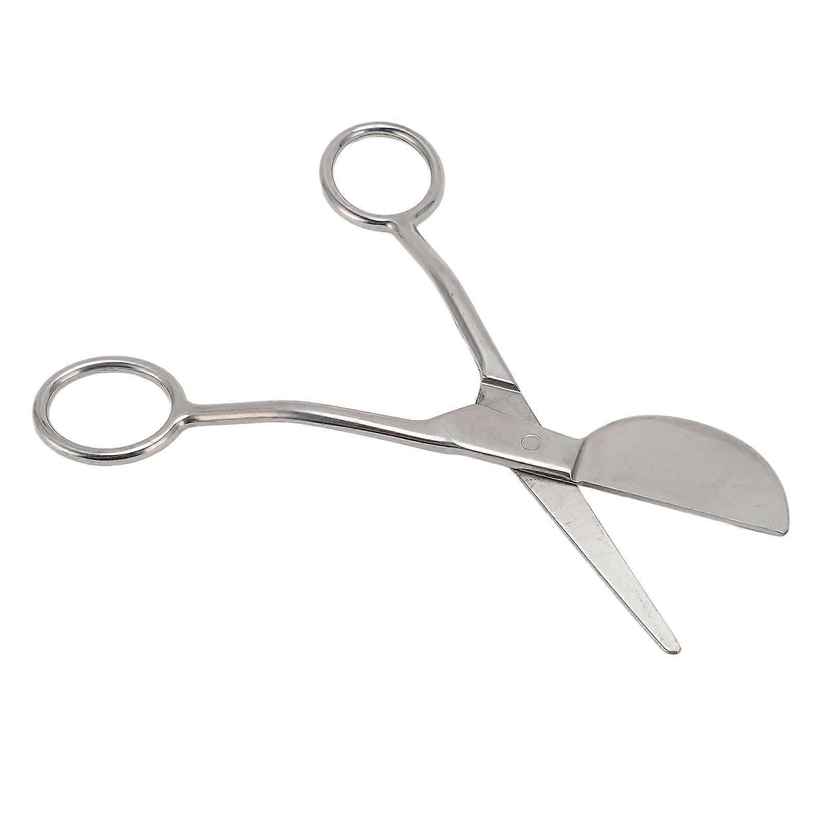 Duckbill scissors for carpet application, embroidery, sewing, fabric, double curved, offset handle, 15 cm