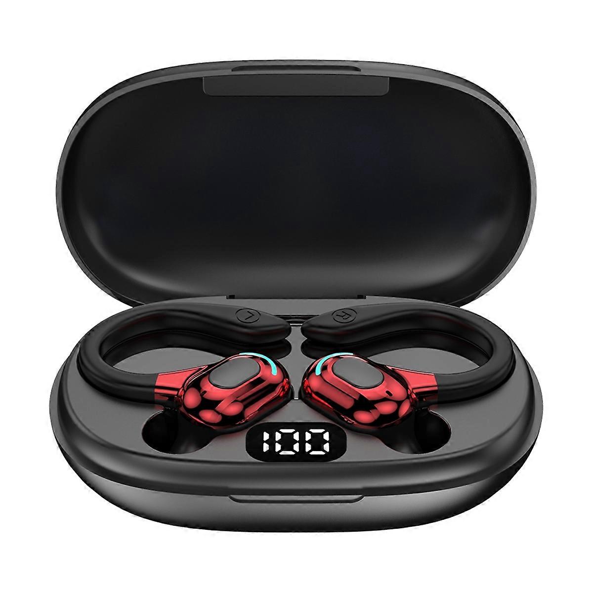 Earhook Bluetooth Headset AI Smart Translation Earplugs Digital Display Sports Noise Reduction Headset Red