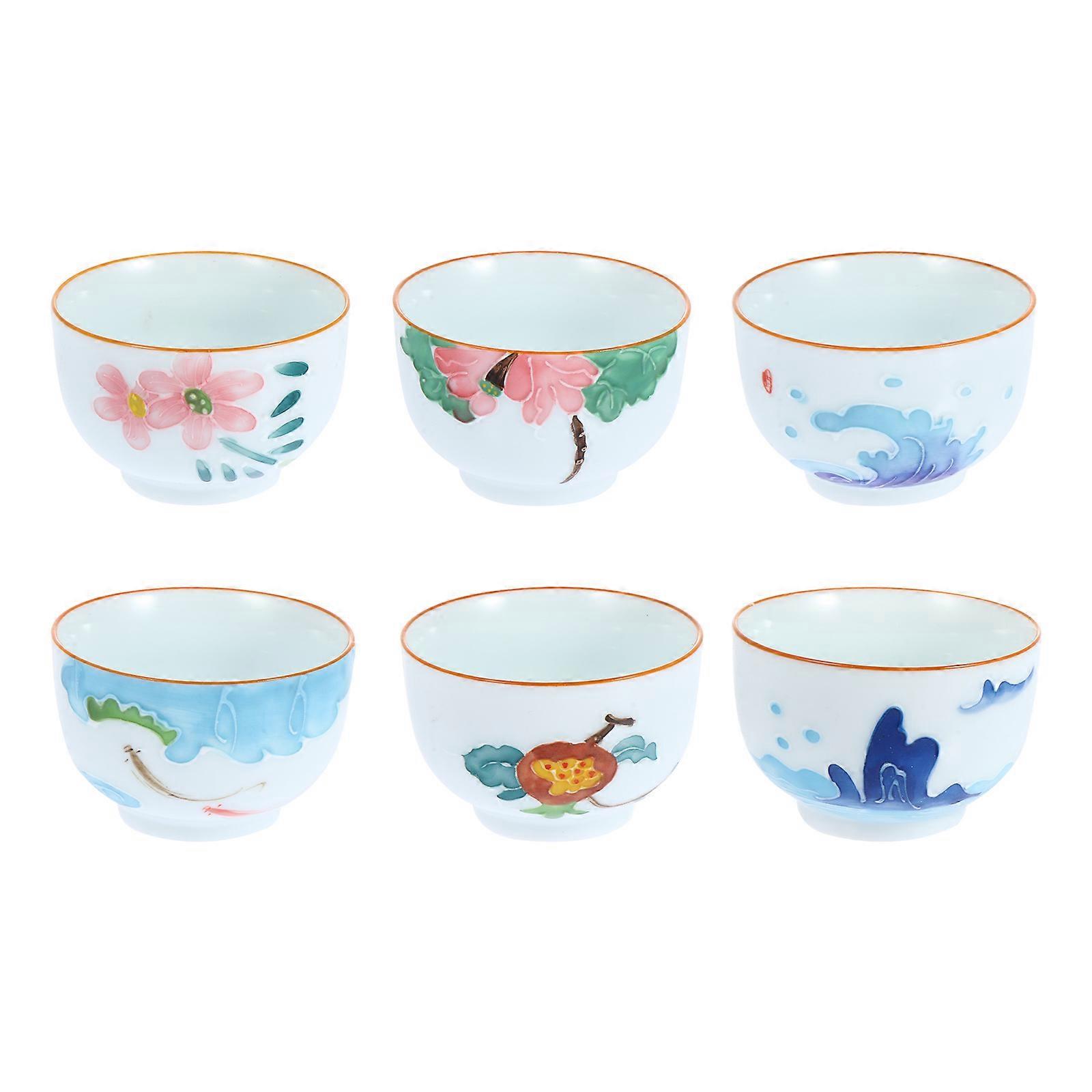 Ceramic Teacup Tea Cups For Tea Lovers Practical 7x7x4.5cm Assorted Color 6Pack