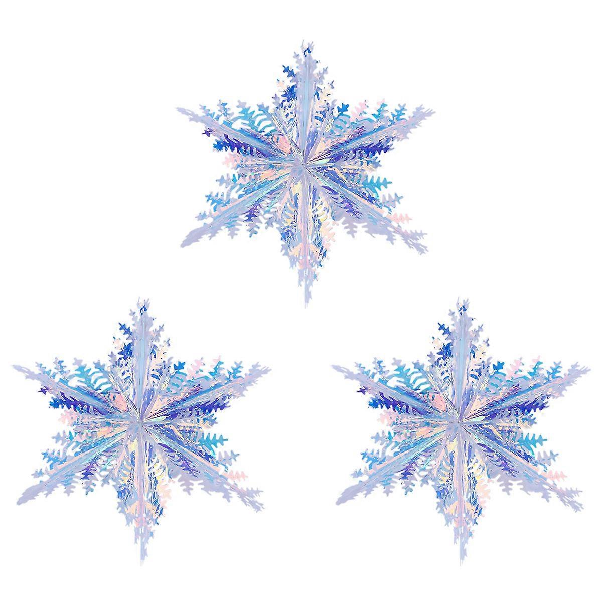 Here's a polished and engaging product description for your **Iridescent Snowflake Decorations**:
**3pcs Iridescent Snowflake Decorations – Party