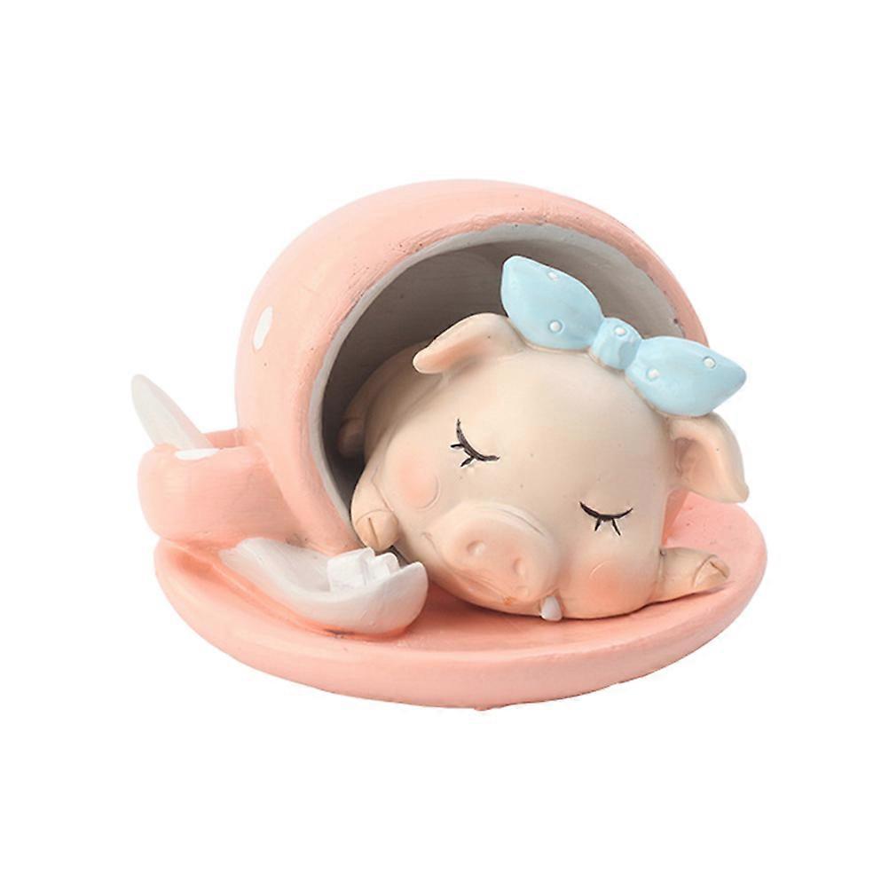 Animal Decor Resin Pig Figurine Home Decoration Pink 9x9x6.5cm Miniatures 1Pack