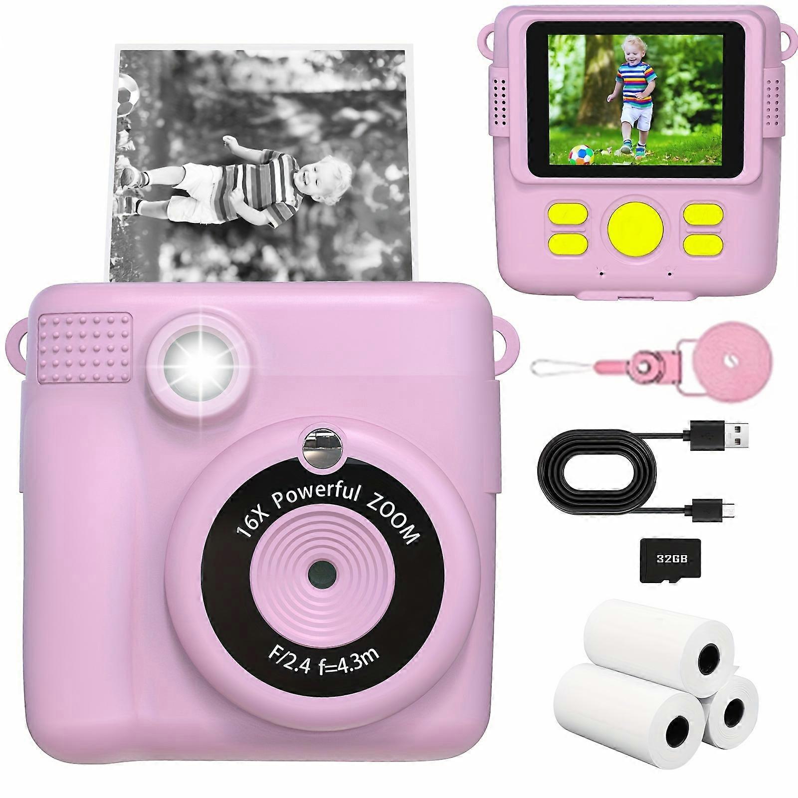 Digital Camera Kids Instant Print Camera 32Gb Pink