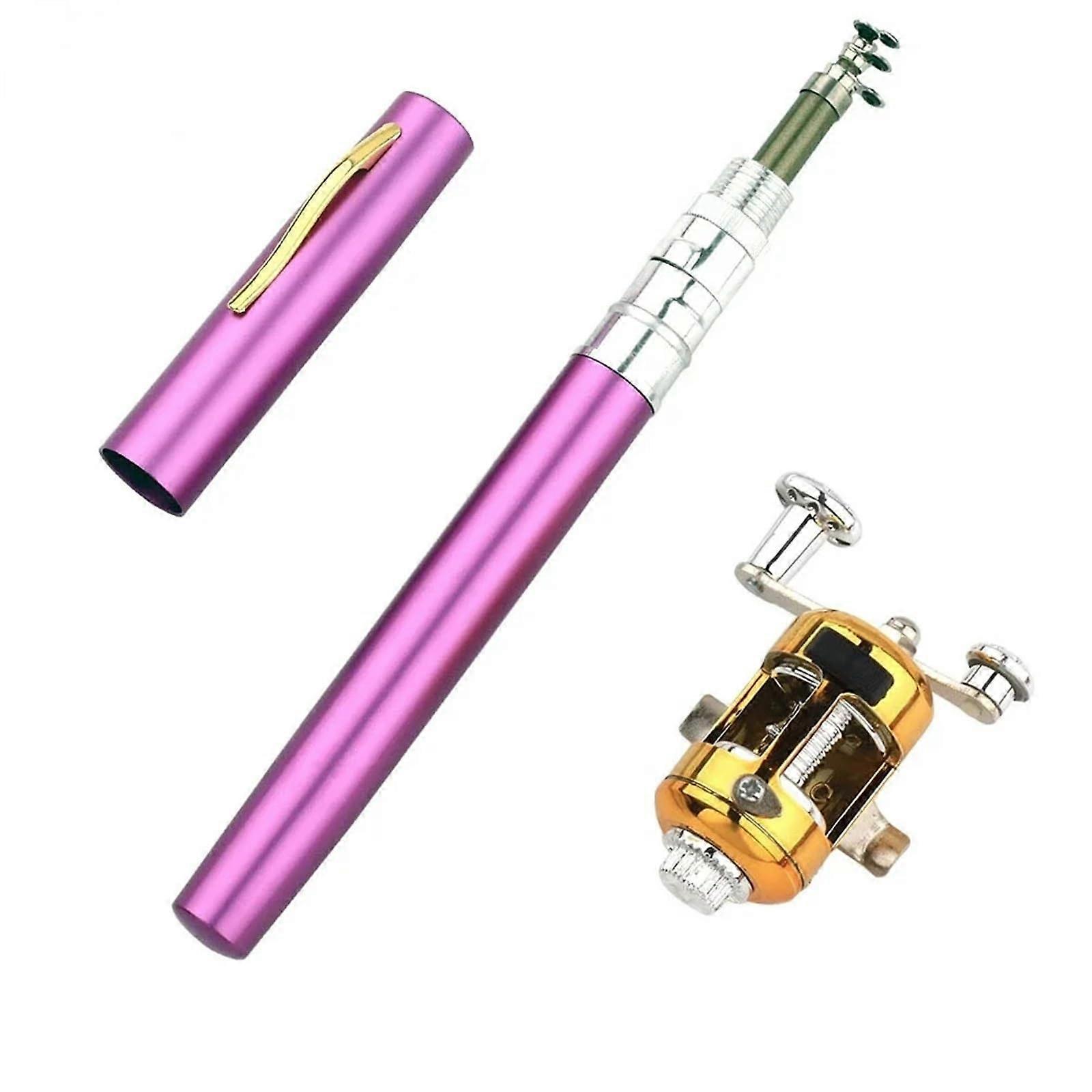 Carbon Fiber Telescopic Fishing Rod with Steel Pin, Mini Ice Rod, Purple