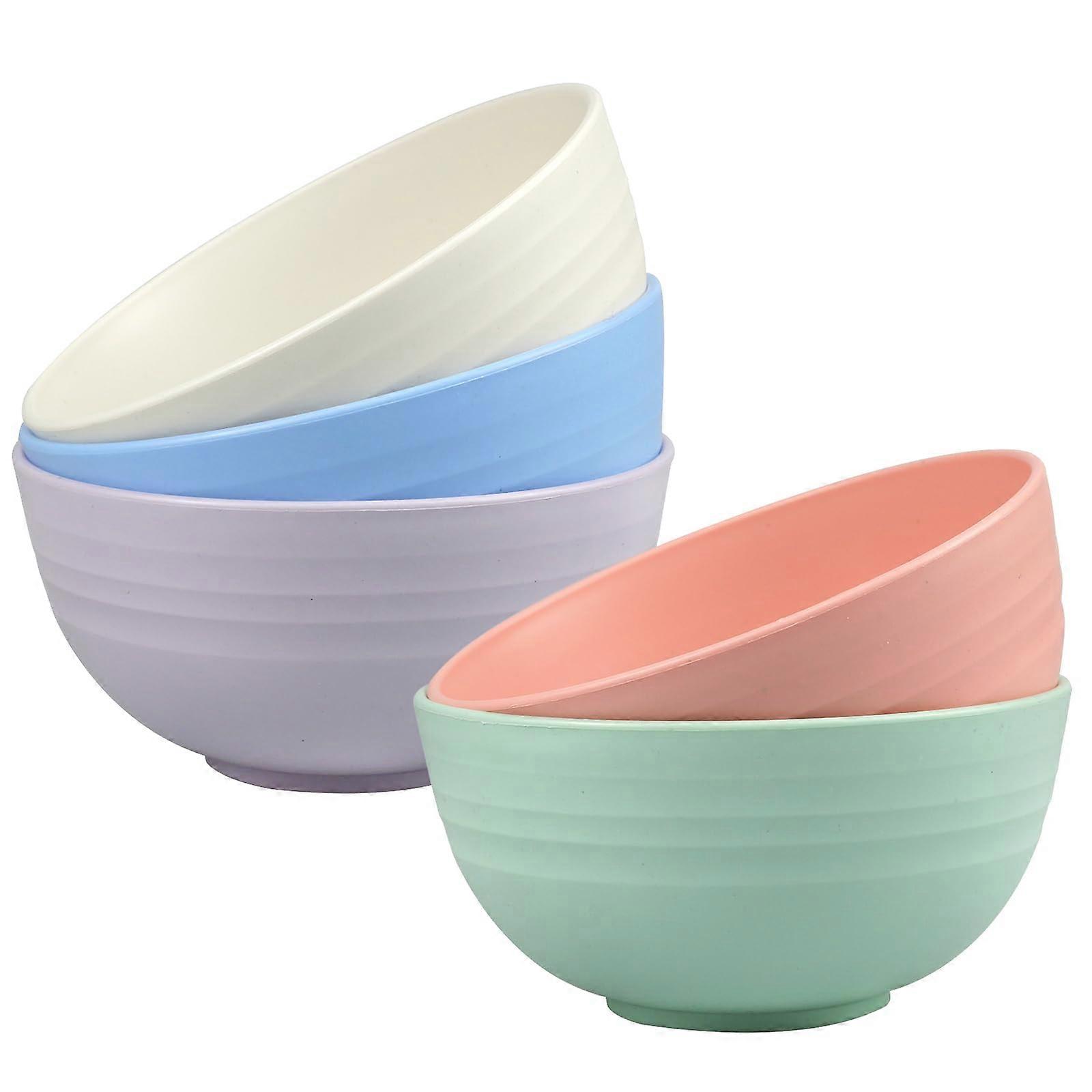 Cereal Bowls Set, 5 Large Reusable Shatterproof Bowls for Soup, Salad, Ramen - Safe for Kids and Adults