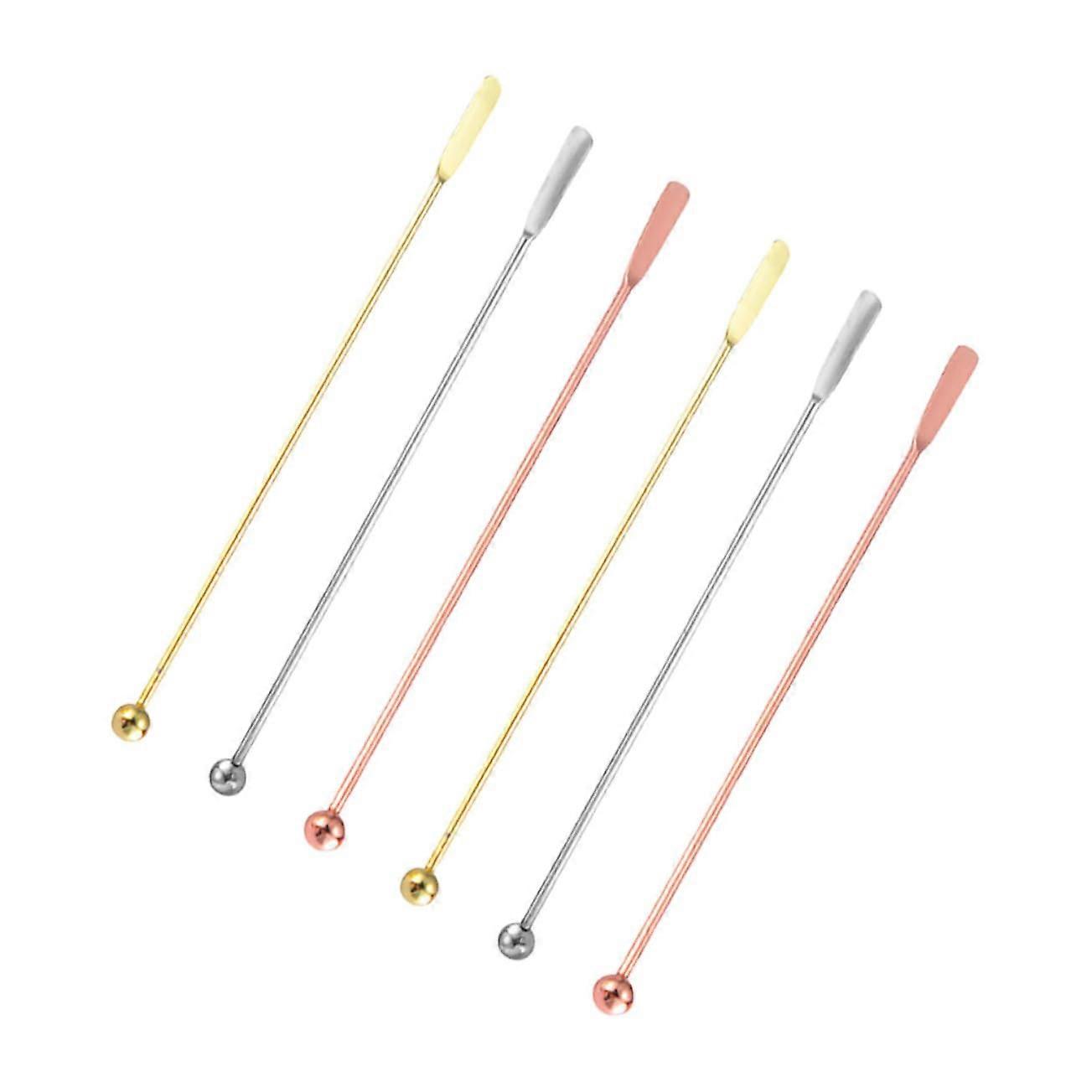 Reusable Stainless Steel Cocktail Stirrers 6-Pack with Round Ends for Home Bar and Kitchen Use