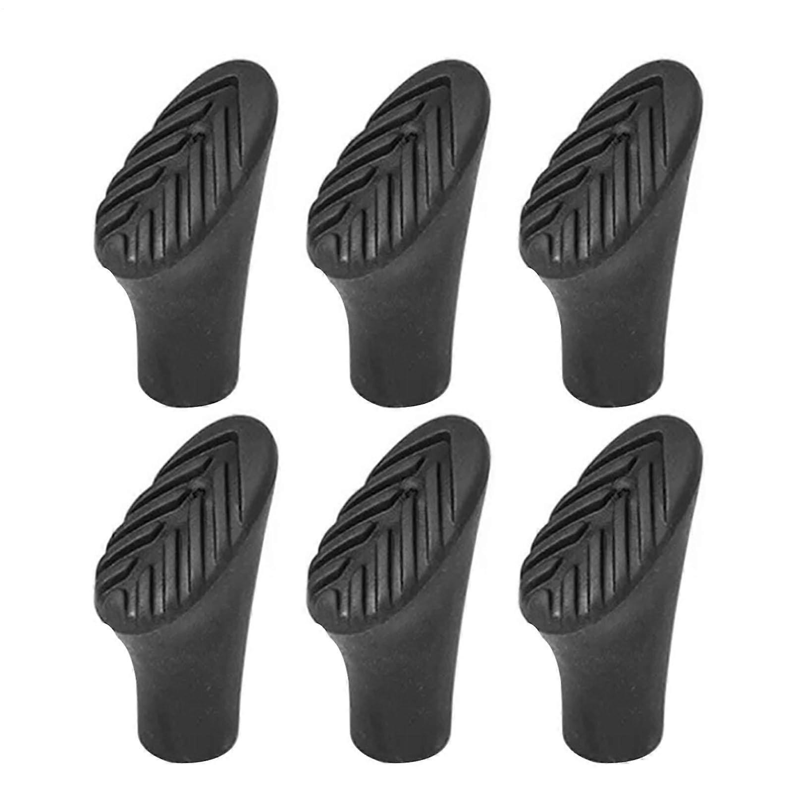 Rubber Feet for Hiking Poles - Durable Rubber Tips Compatible with Standard Walking Sticks, Pack of 6
