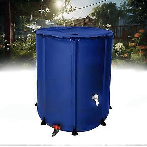 Foldable Rainwater Collection Set with Stand and Faucet, SpaceSaving Storage Solution for Garden Water Conservation, Blue
