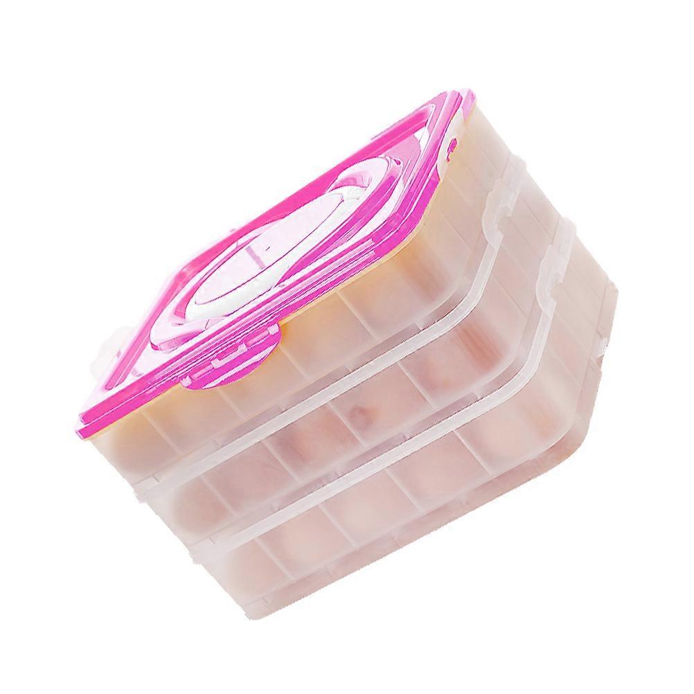 Egg Holder Tray Portable 3 Layer Design Storage Container for Home Use Pink 28.00X22.00X17.00CM Food Preservation Stackable 1 Set