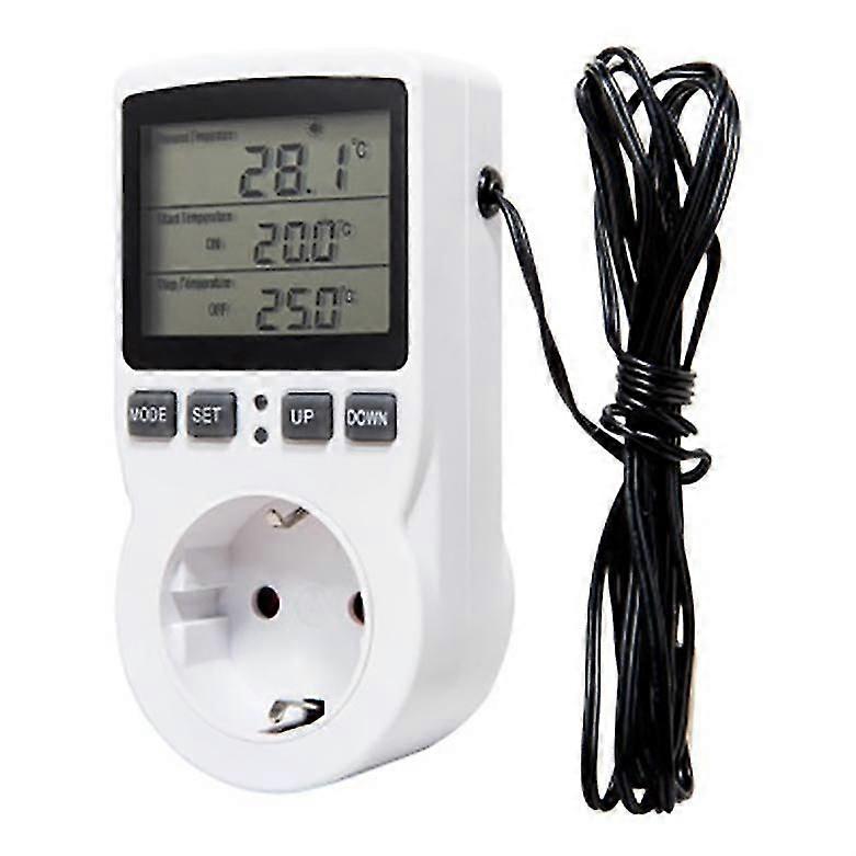Digital Temperature Controller Power Socket Outlet EU Plug Thermostat With Timer Switch Sensor Probe Heating Cooling,__a