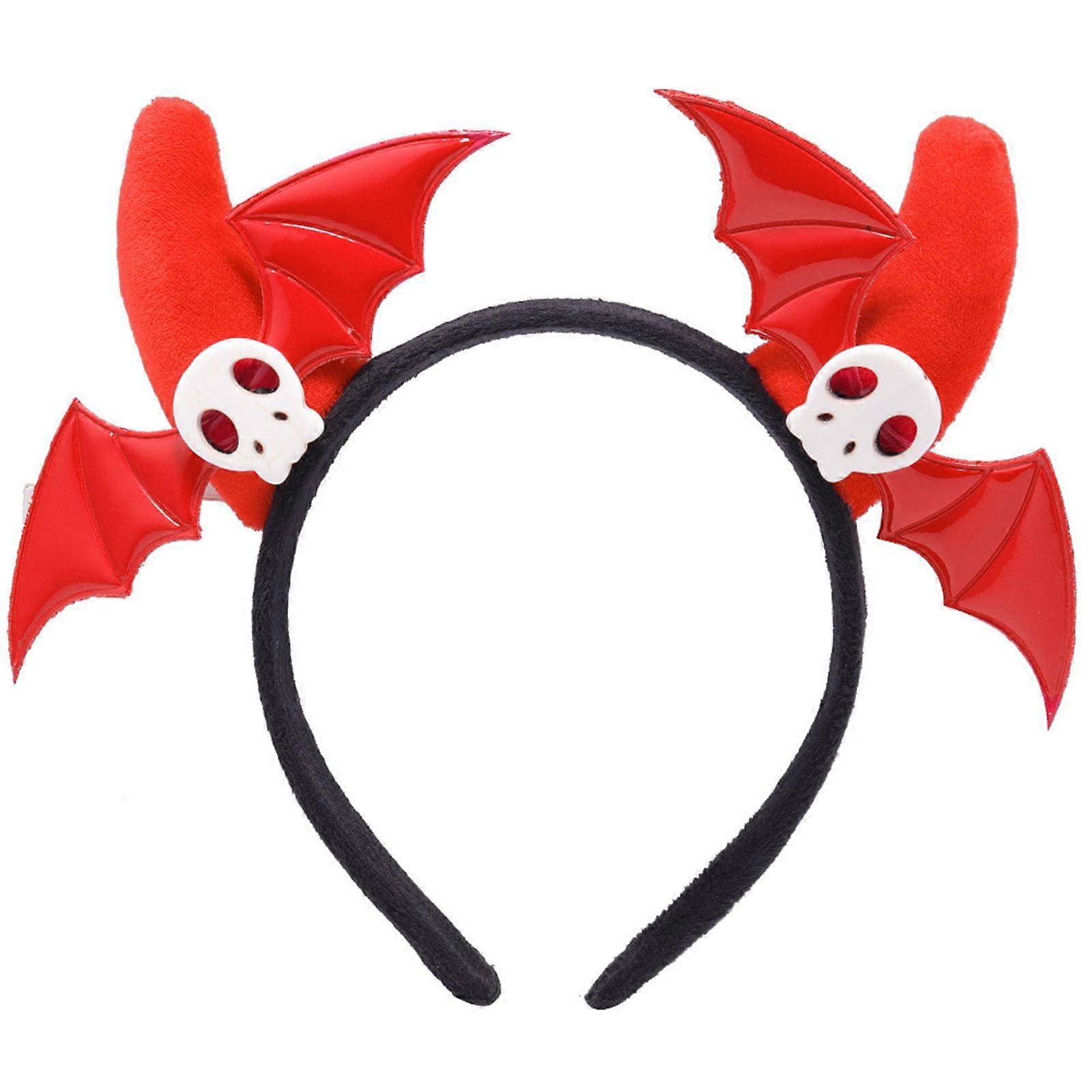 Halloween Devil Horn Skull Headband for Role Play, Anime Cosplay, Red Color, Adjustable Fit, Durable Material