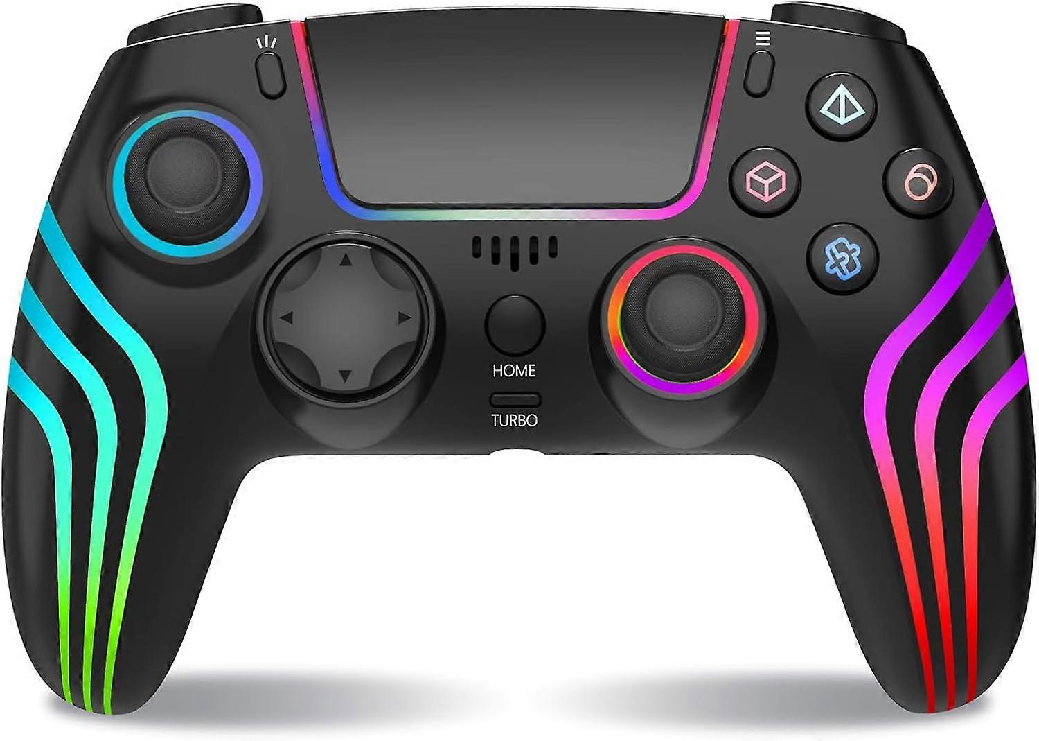 PS4-kompatibler Wireless-Controller mit LED-Beleuchtung, Dual Vibration, Schwarz