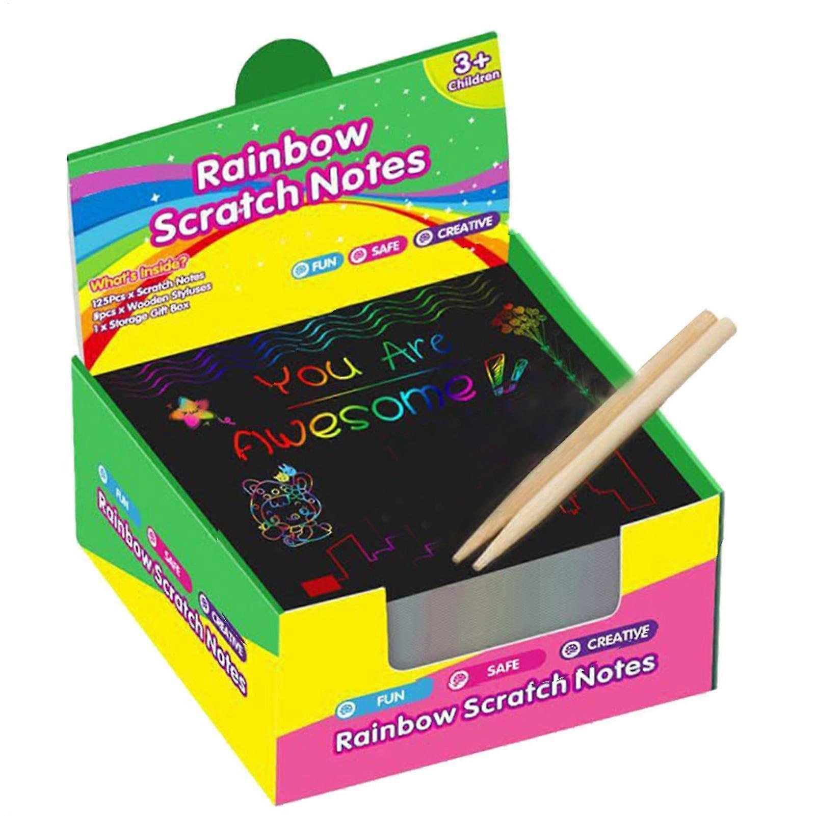 Black Scratch Paper for Kids - Colourful Scratch Art Doodle Pads, Note Cards for Birthday Parties and Halloween Activities