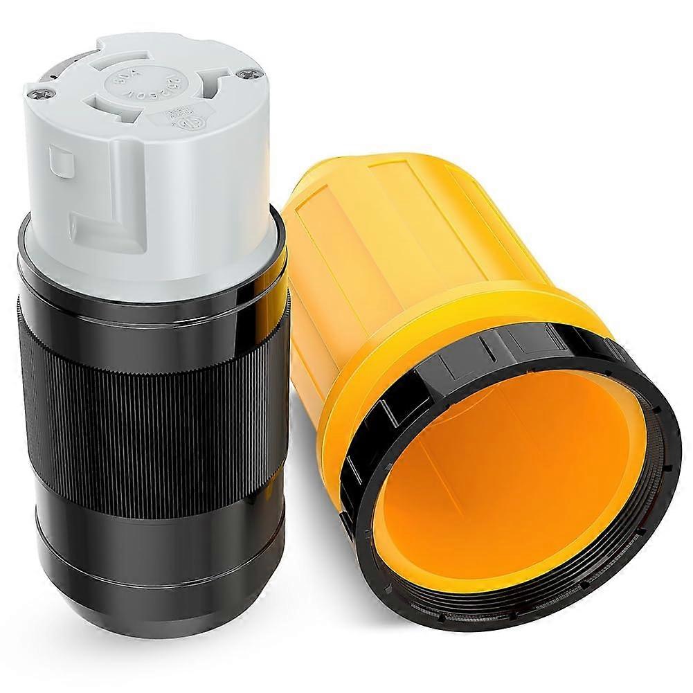 50AMP RV Power Cord Twist Lock Plug with Boat Locking Cover Black  Gold 125/250V Female Locking Socket Ref: 7214