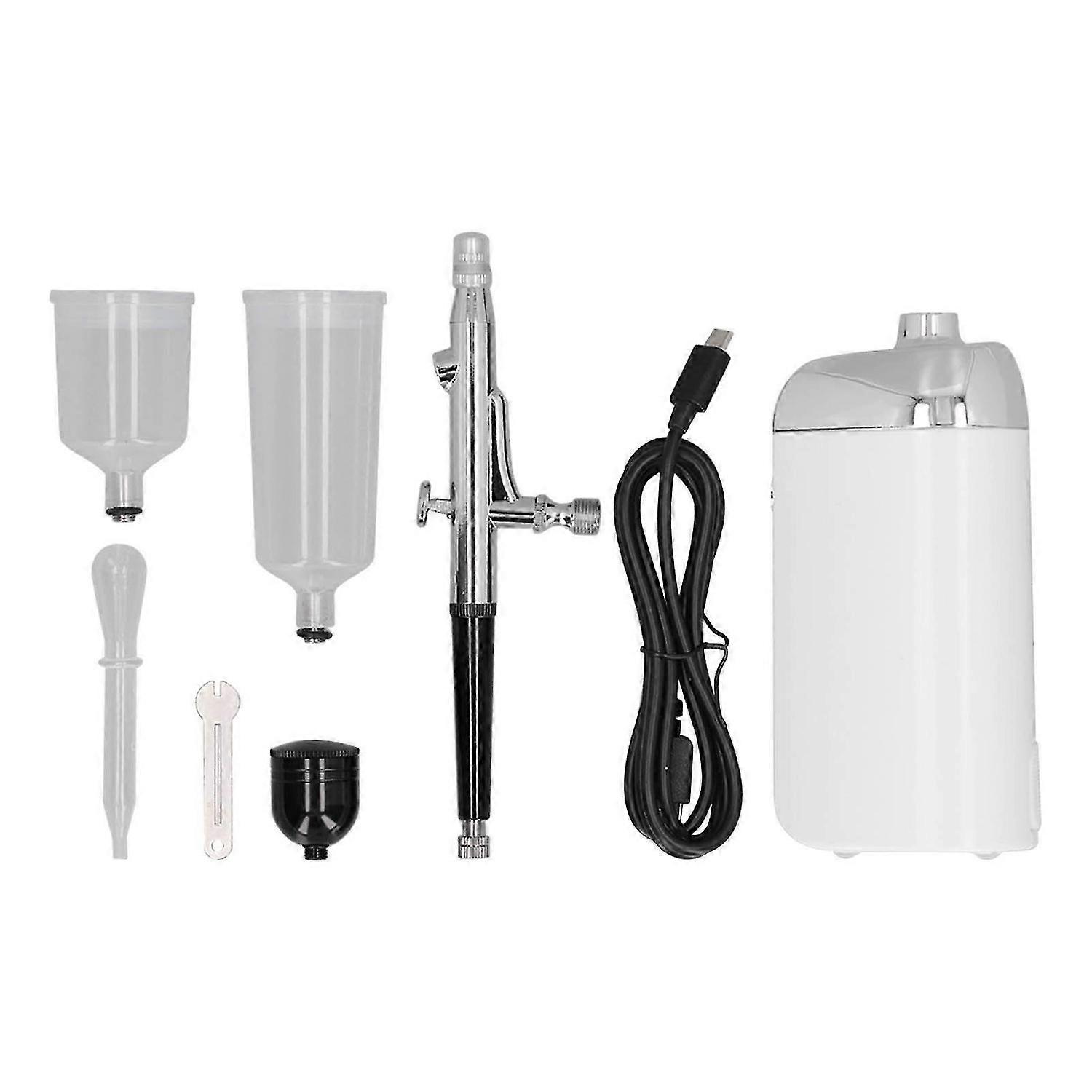 Cordless Airbrush Kit USB Charging Light Portable Handheld Mini Spray Paint Airbrush Set for Cake Decorating Manicure White
