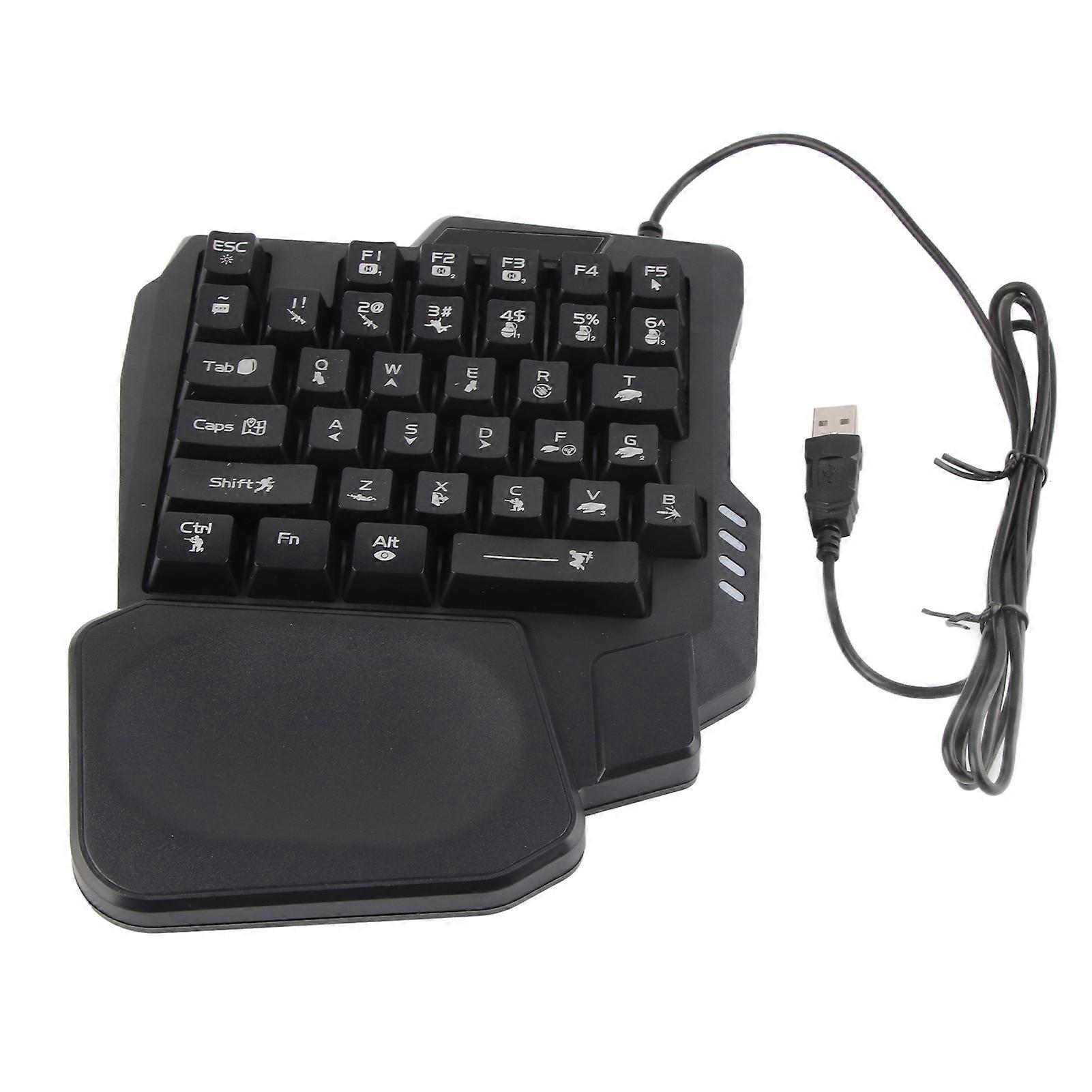 One Gaming 35 Keys Waterproof Wide Palm Rest Black Single Handed Keyboard for Computer Mobile Games