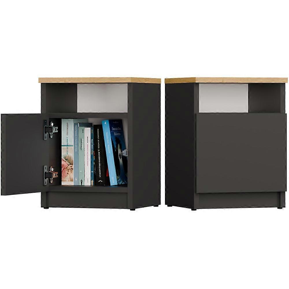 Nachttisch GALAX 30/1D Anthrazit Eiche Artisan