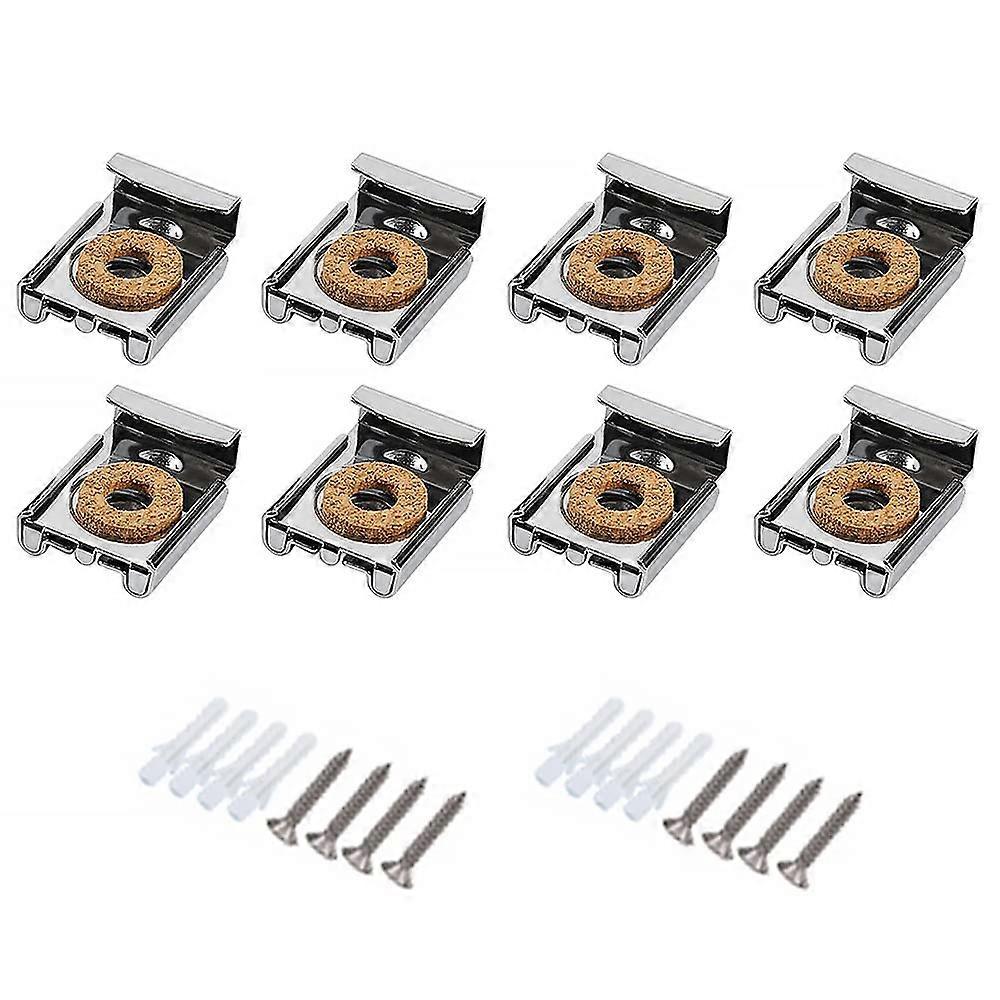 Mirror Fixings 16 Pieces Frameless Mirror Mounting Kit with Spring Loaded Brackets, Wall Plugs, Screws, Silver Finish