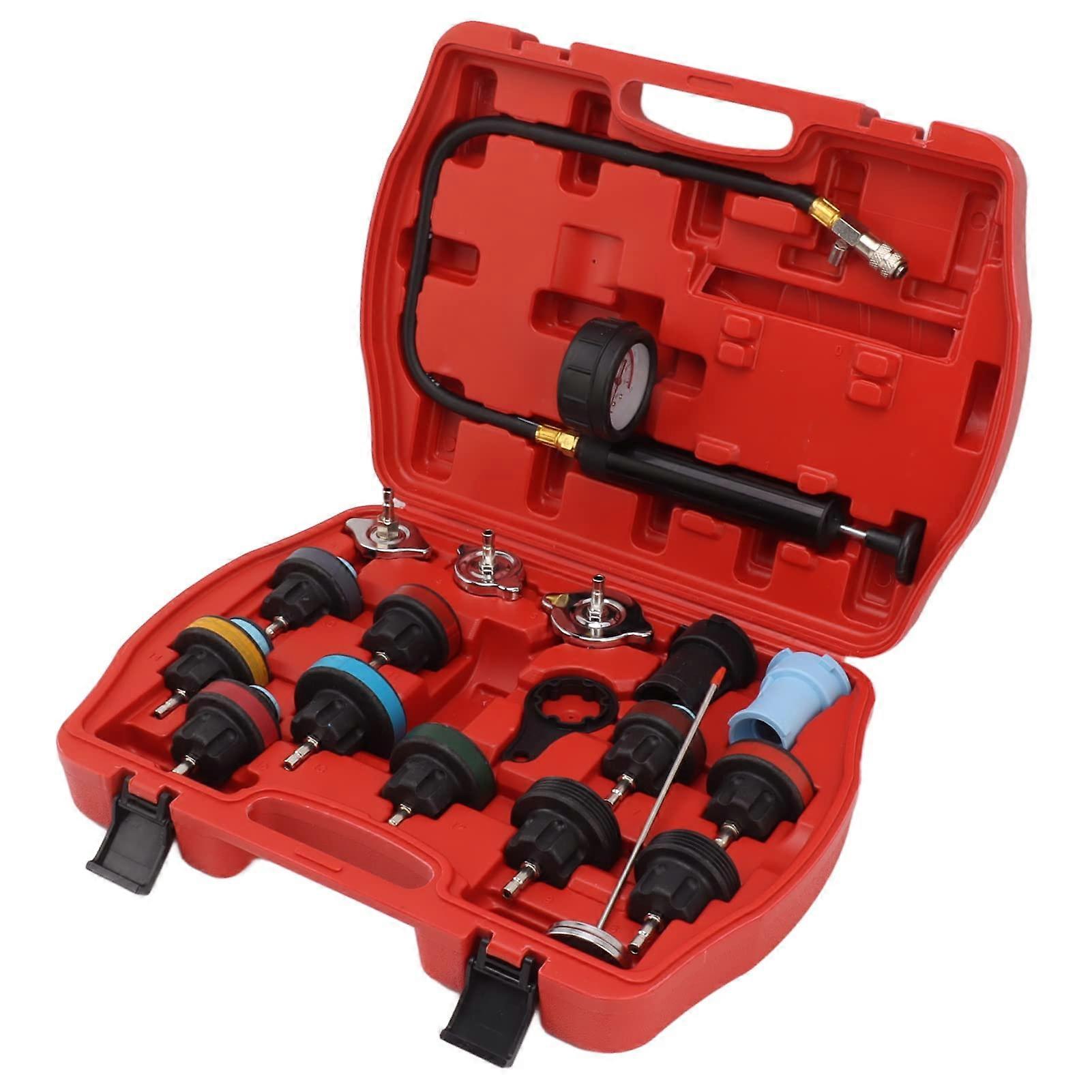 18pcs Pressure Tester Kit for Shock Absorber Replacement, Leak Detection, and Efficient Coolant Change