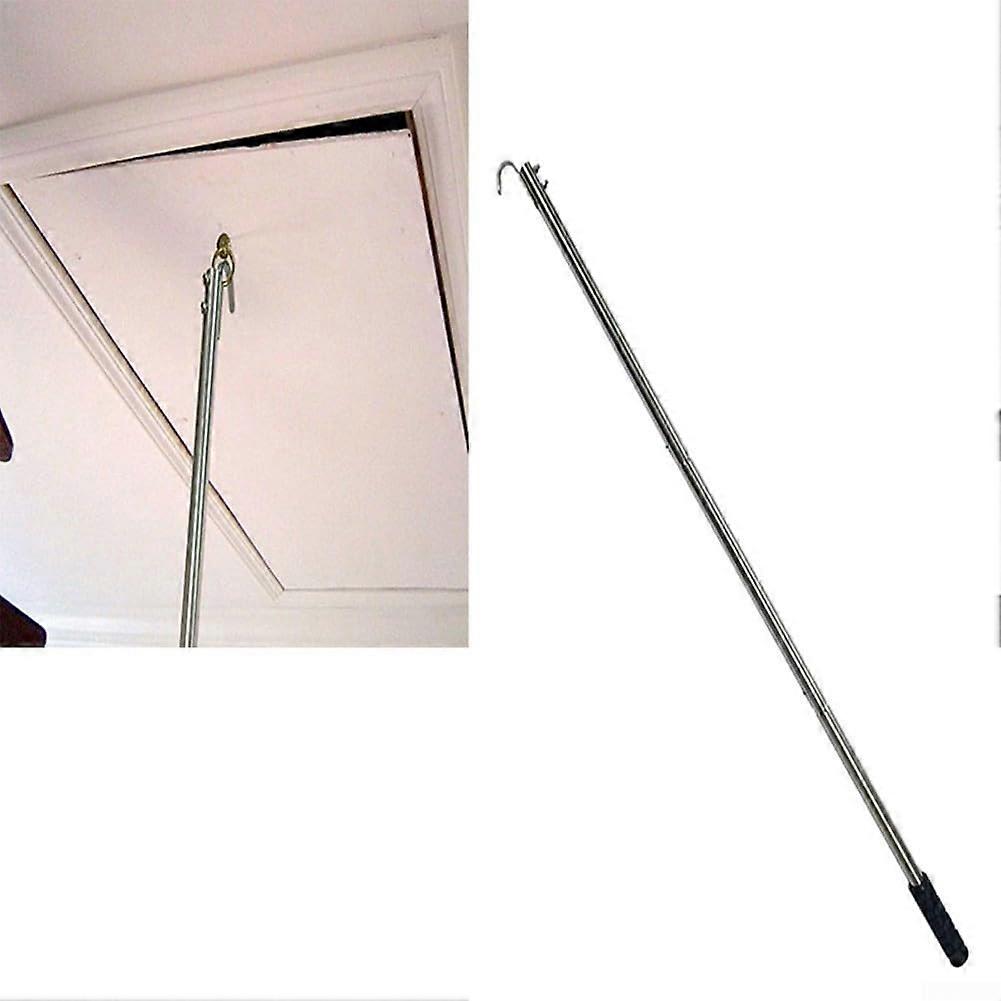 Retractable Stainless Steel Attic Ladder, Space-Saving, Pull-Down With Secure Hook, Fits Standard Opening