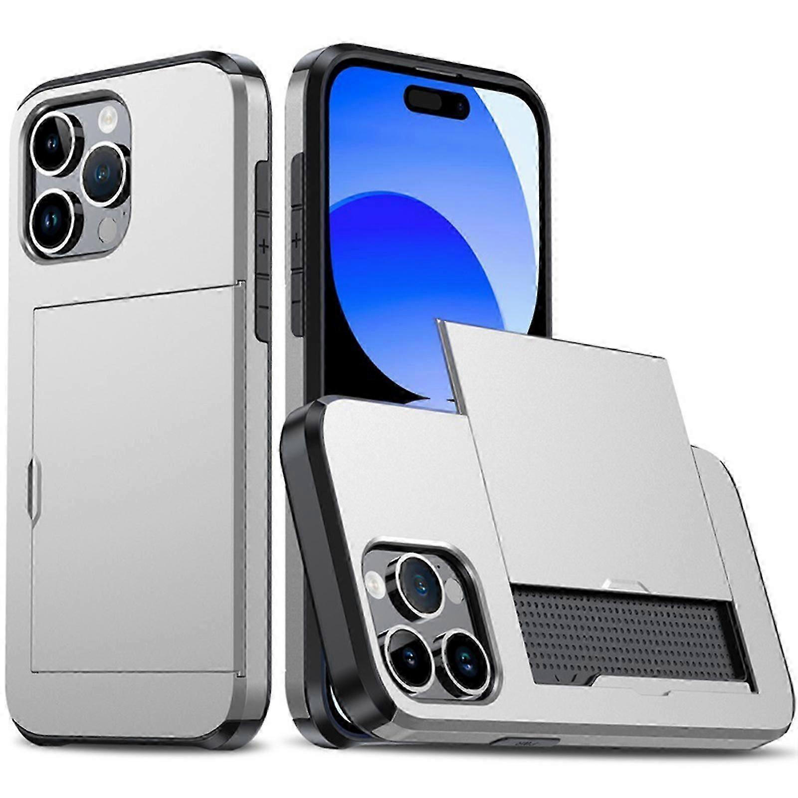 for iPhone 15 Pro Max/15 Ultra Case with Card Holder Heavy Duty Protective Dual Layer Shockproof Hidden Card Slot Slim Wallet Case 15 Pro Max