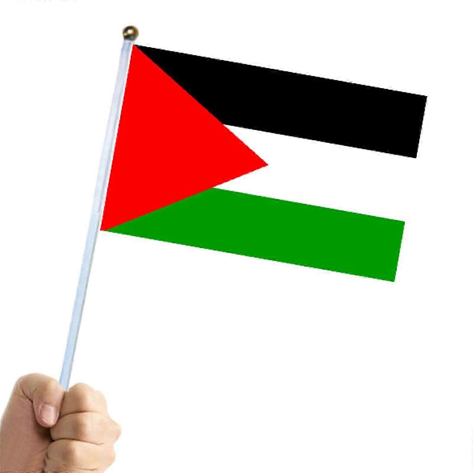 Palestinian National Flags Small with Pole,Double Sided Fine Handheld Flags-14x21cm Palestine Hand Waving Flag, Print Vivid Color for Printing Flag