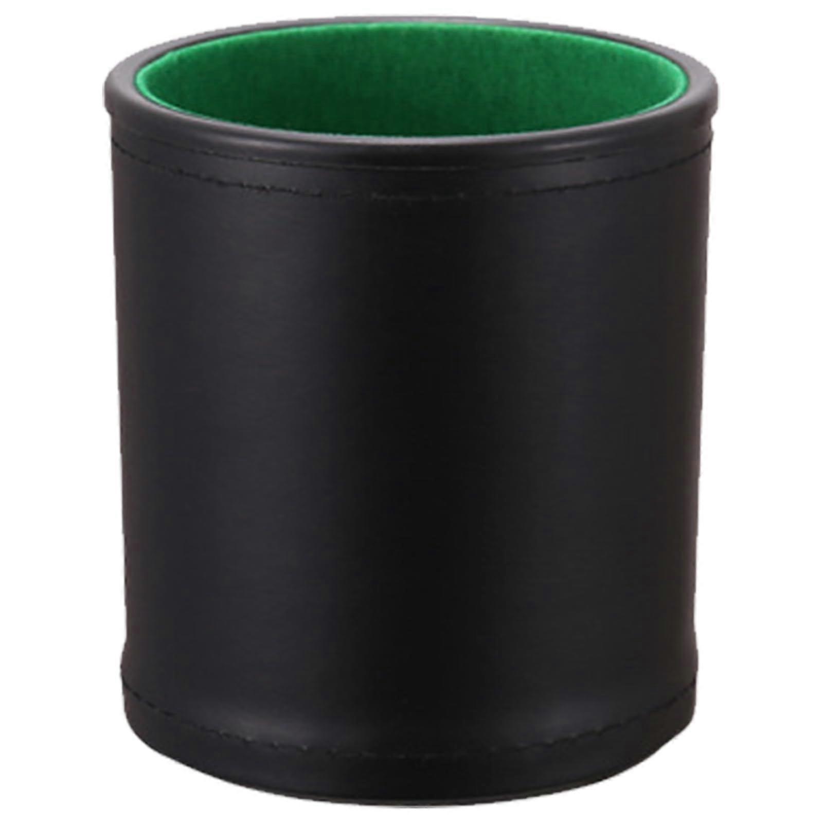 PU Leather Dice Cup with Hand Pattern, Quiet Dice Shaker, Green and Black Leather, Dice Tray for Board Games