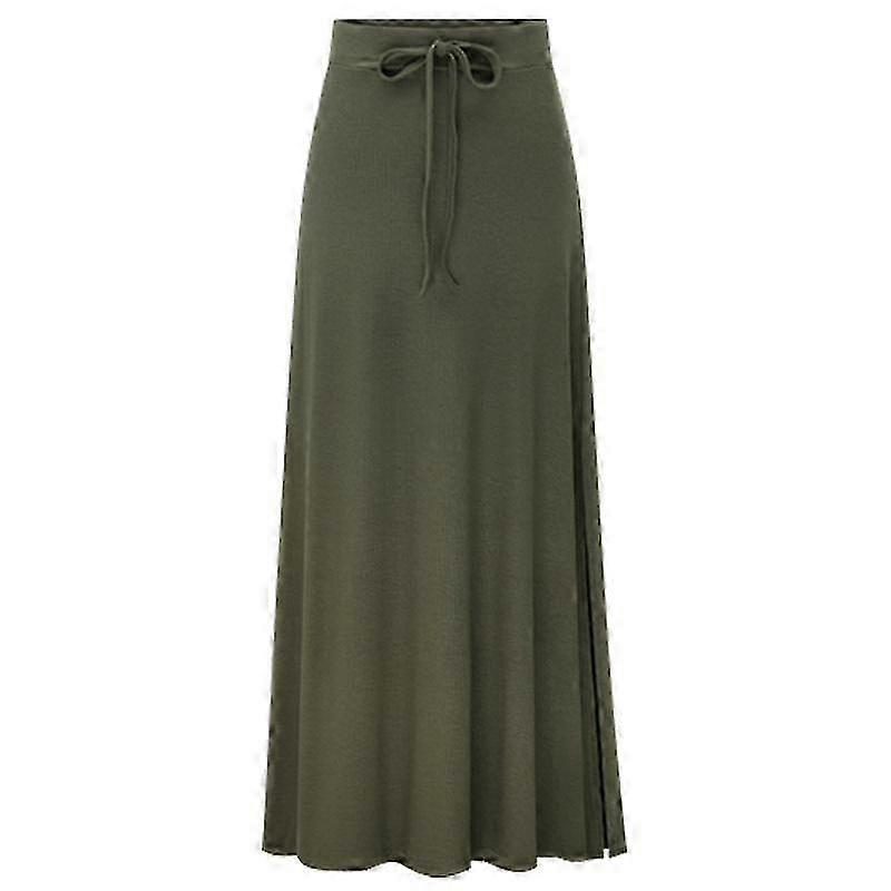 Elegante gonna a maglia a vita alta A-Line per le signore - gonna moda oversize elastica con design a fessura laterale