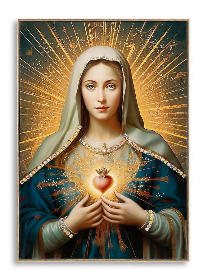 PAINTING ON CANVAS LACQUERED MADONNA -B- WITH FRAME CM 72X4X102